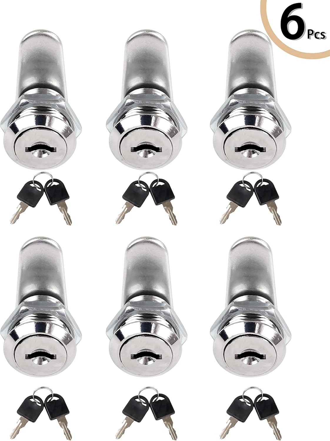 Cabinet Locks, 6 Pcs MoHern Keyed Alike 5/8 Inch (16mm) Rv Storage Lock, Cylinder Locks, Zinc Alloy Cam Lock with Keys for Cabinet, File Drawer Dresser and More