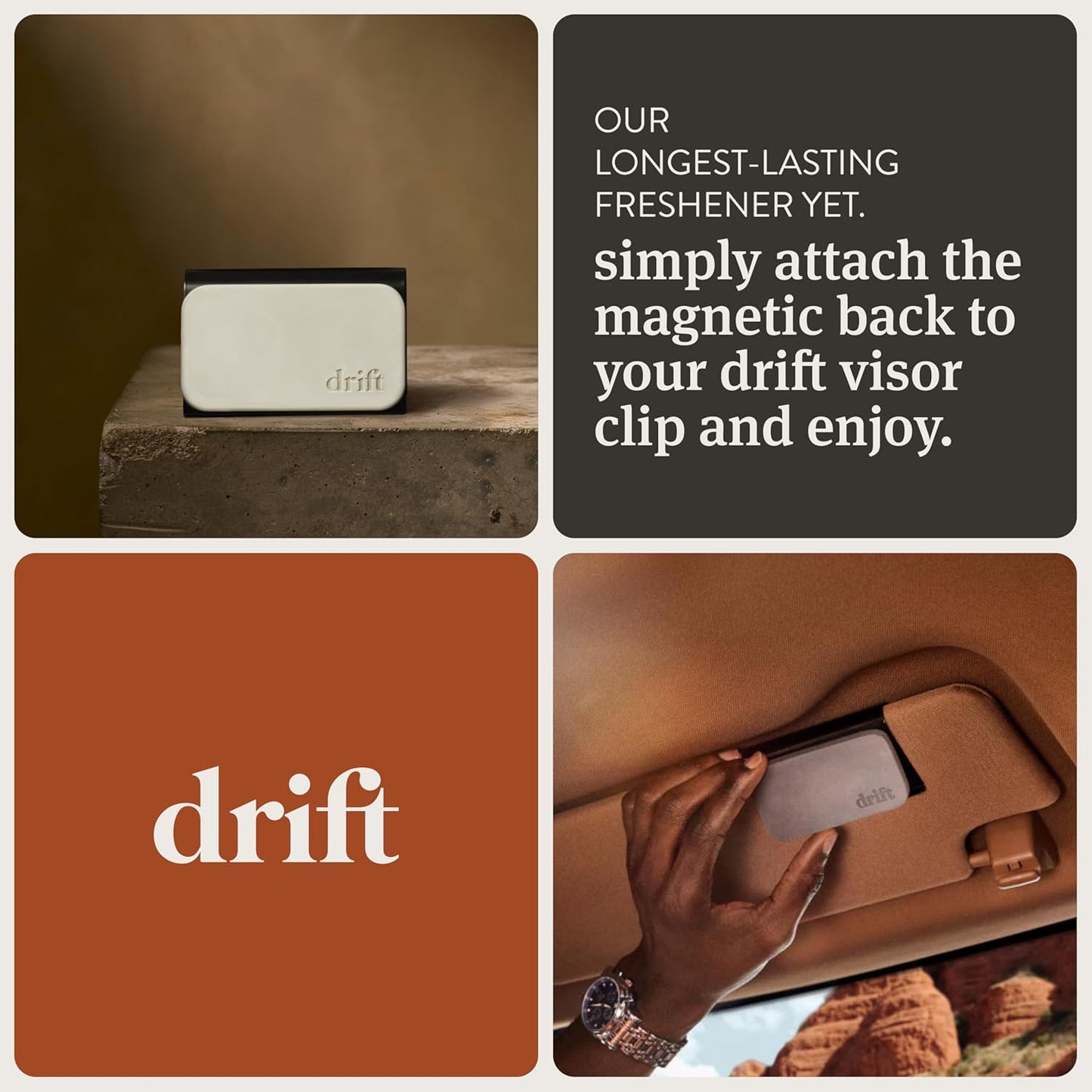 Drift Car Air Freshener - The Original Stone Air Freshener - Car Odor Eliminator - Long Lasting Scent - Metal Clip - Essential Oils - Clean Ingredients - Grove Scent 3 Pack Refill - NO CLIP INCLUDED