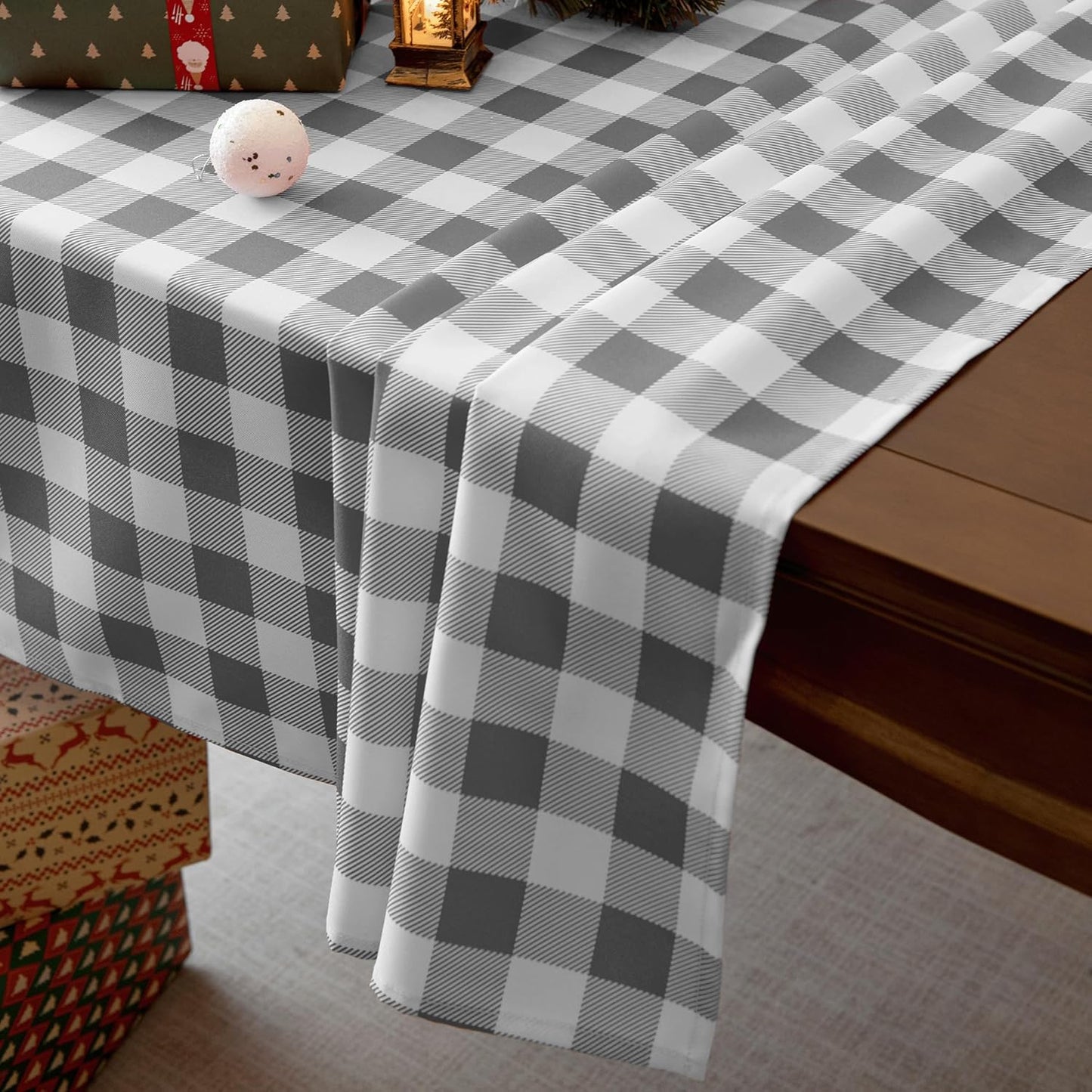 Classic Gingham Buffalo Tablecloth Fabric - Oblong 58x144 Inch Water Proof Checkered Table Cloth for Indoor Outdoor - Table Cover for Birthday, Picnics, BBQs, and Parties