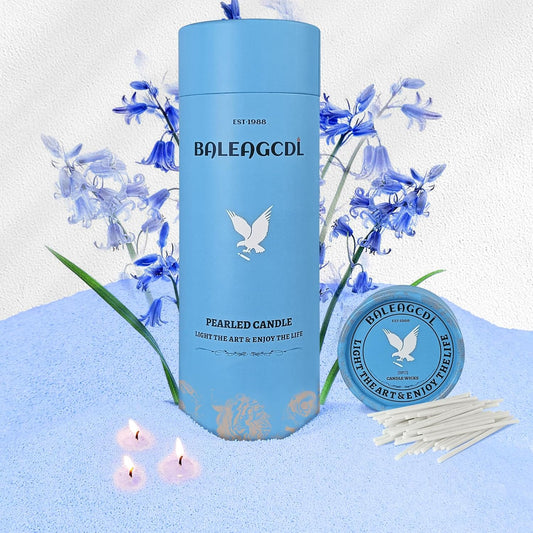 Bluebell Scented Light Blue Pearled Candle 18oz Luxury Sand Candle Granulated Wax - 30 Cotton Wicks - Wax for Candle Making Decorative Candles Smooth and Clean Burning Lasts up to 120 Hours