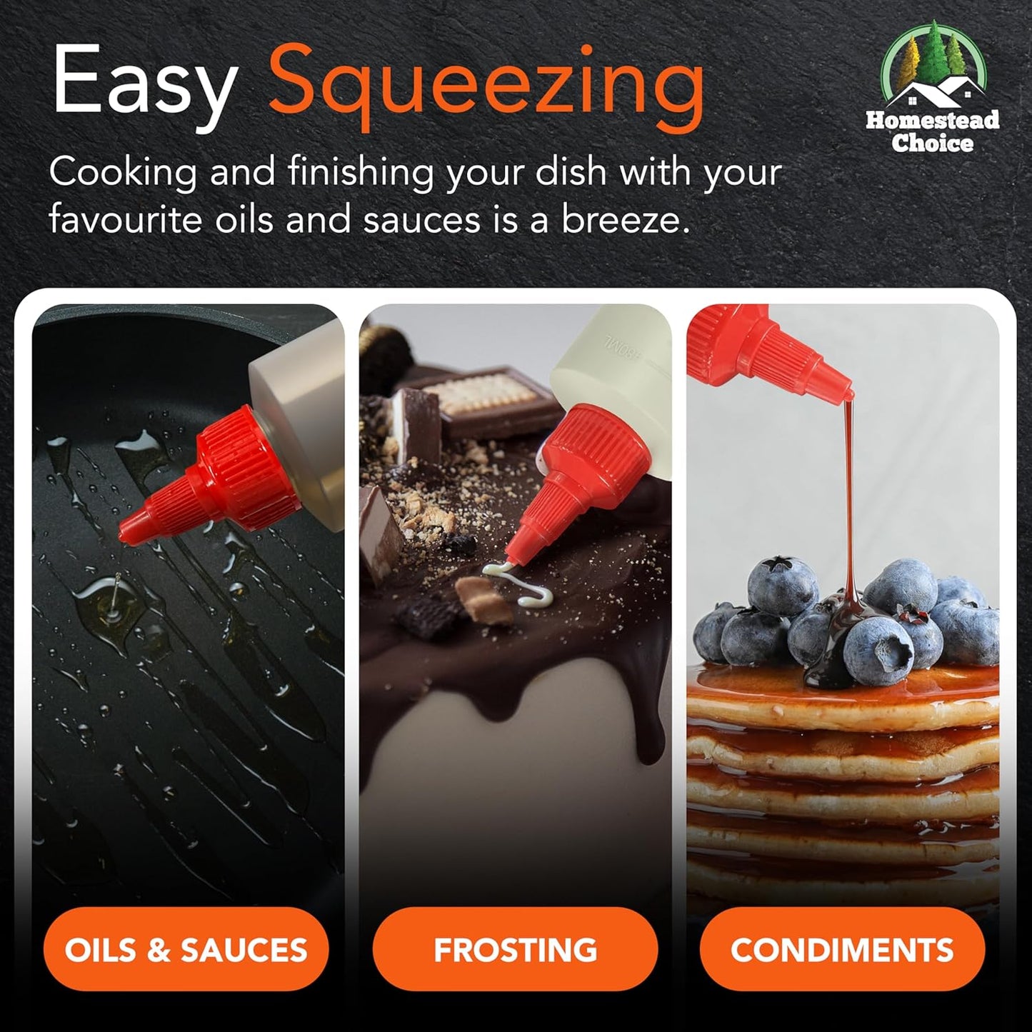 6-pack Plastic Squeeze Bottles for Sauces - 16oz Condiment Squeeze Bottles for Liquids - BPA Free Squirt Bottle with Twist Cap - Ketchup, Syrup, Oil, Dressings, Honey & Arts and Crafts