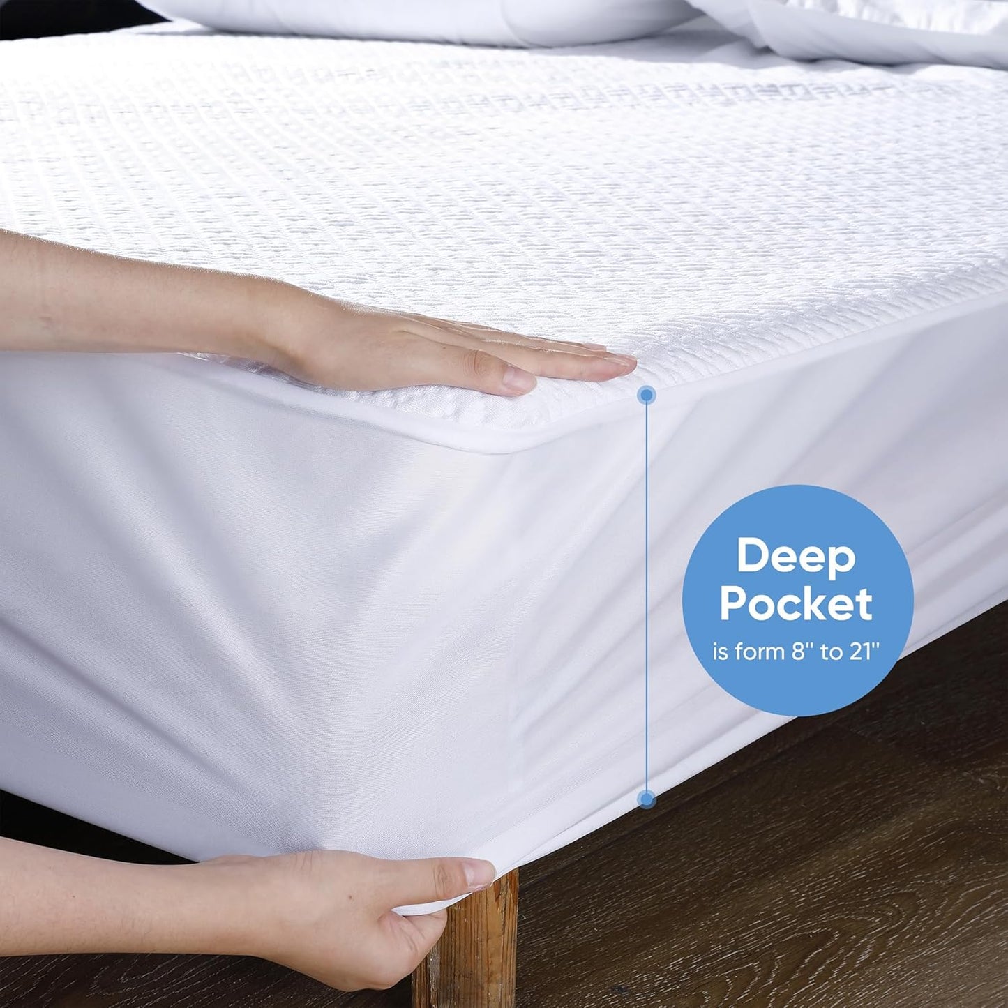 Cooling Waterproof Mattress Protector King Size, Mattress Cover 3D Air Fabric Mattress Pad Cover Smooth Soft Breathable Noiseless, 8''-21'' Deep Pocket
