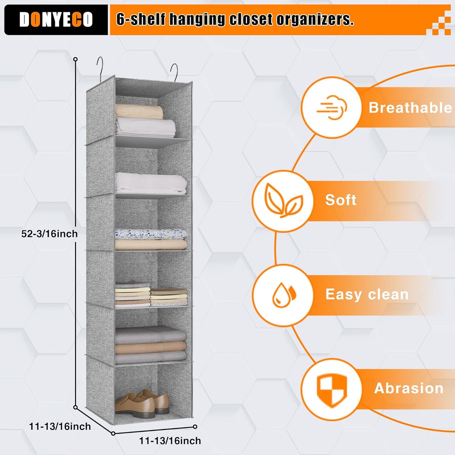 6-Shelf Hanging Storage Closet Organizer, Linen Rv Storage and Organization for Wardrobe, Inside, Camper Accessories, Nursery, Baby Room