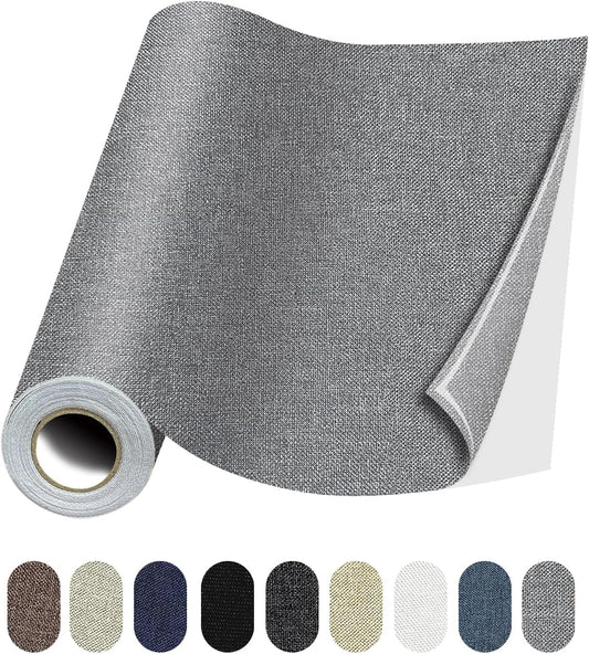 Fabric Repair Patches, 35X79 Inch Linen Repair Tape Self-Adhesive Fabric Patches Durable, DIY Large Linen Tape for Sofa, Couches, Furniture, Chair, Clothing （35X79 Inch, Grey）