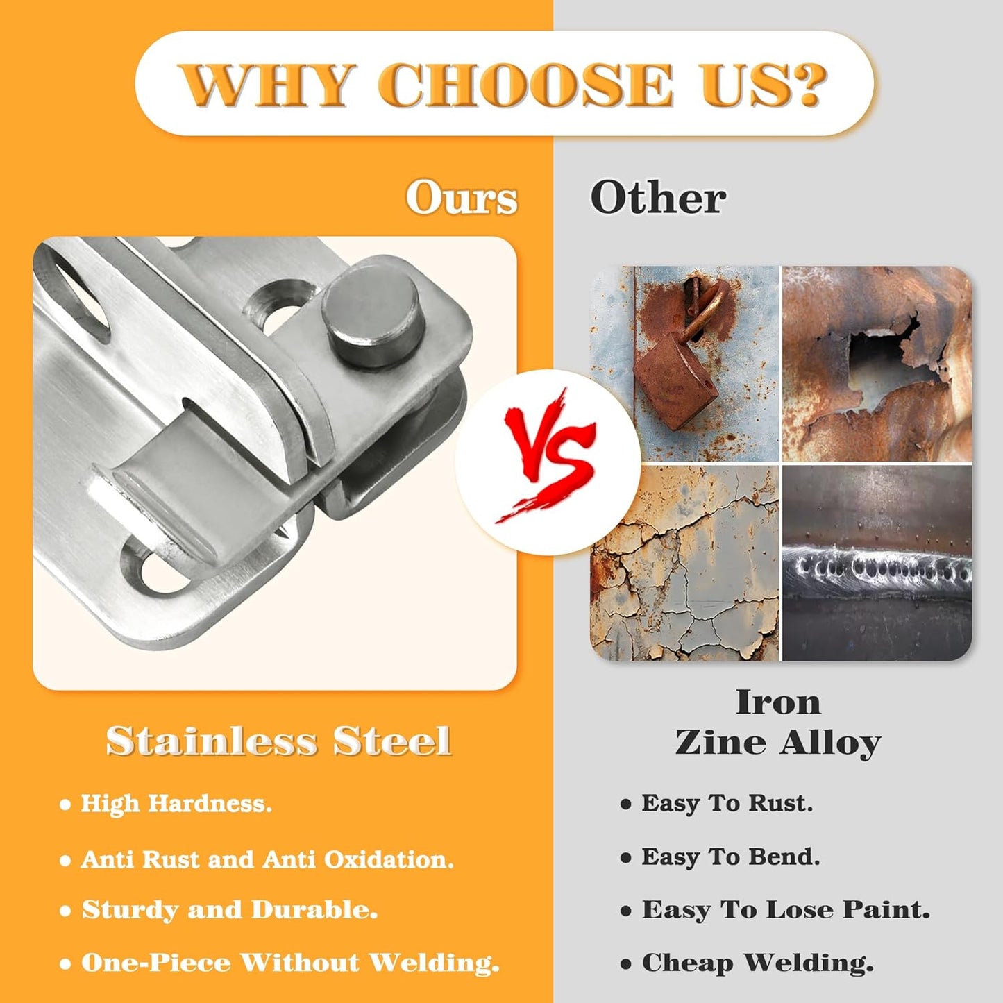 Alise Flip Latch Gate Latch,Shed Door Latch Barn Door Lock Shed Lock Shed Latch,Stainless Steel Locking Latches for Shed Barn Fence Chicken Dog Cage Window Cabinet Backyard Garage,Brushed,S-Size