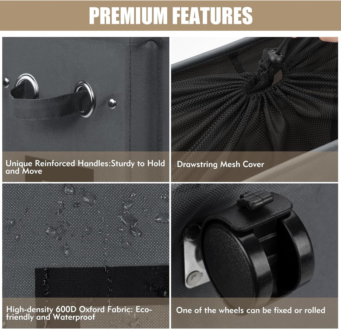 DOKEHOM 25-Inches Slim Laundry Basket on Wheels, Collapsible Rolling Laundry Hamper, Foldable Narrow Corner Clothes Storage Bins (Dark Grey)