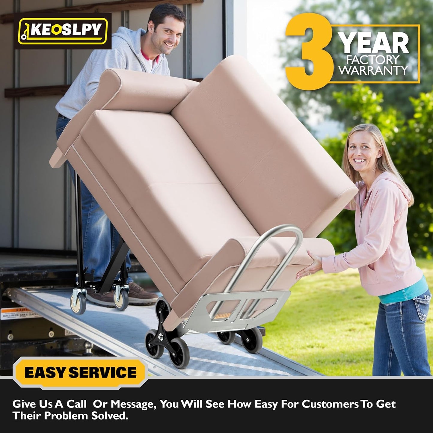 3 in 1 Industrial Convertible Hand Truck, 1000 LBS Capacity Heavy Duty Platform Cart, Utility Aluminum Collapsible Dolly with Stair Climbing Wheels and Dual Handles for Transport, Moving