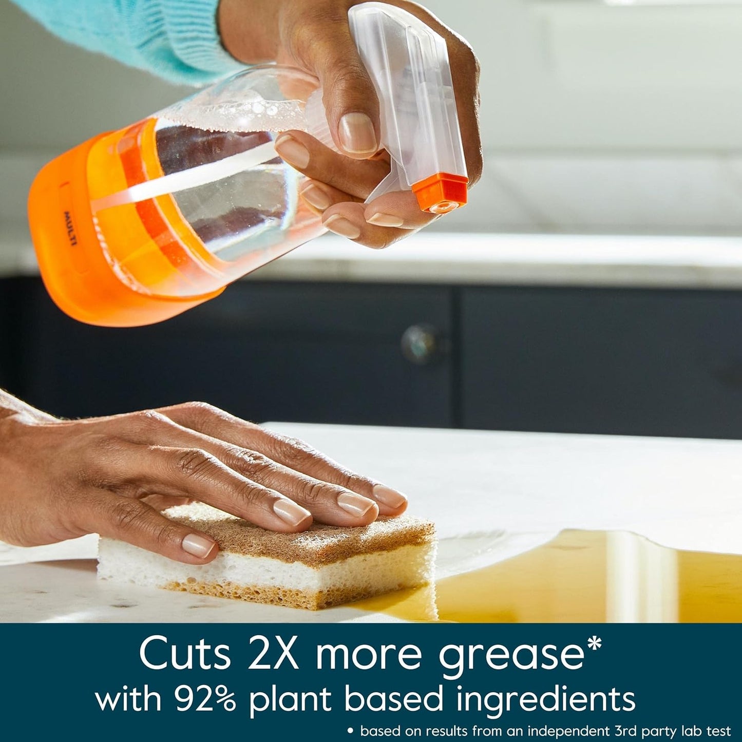 Grove Co. Multi-Purpose Cleaner, Refill Concentrate (2 x 1 Oz) + Glass Spray Bottle (16 Oz), Plant-based Household Cleaning Supplies Bundle, No Plastic Waste, Natural Lavender Blossom & Thyme Scent