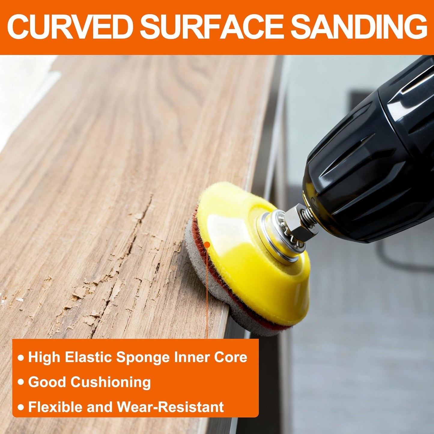 64 PCS 2 Inch Sanding Disc Pad,Hook and Loop Sanding Pads 180 to 3000 Wet Dry Sponge Sandpaper with 1/4” Shank for Drill Sanding Grinder Rotary Tools Curved Surface Polishing and Sanding