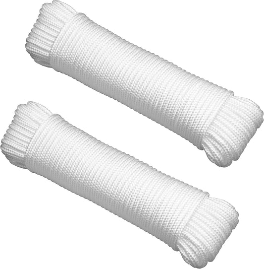Gardzen 2-Pack 100' x φ1/4" White Rope, UV Resistant Rope for Flag Pole, Clothes line, Camping Tent, Canoes, Tree Work