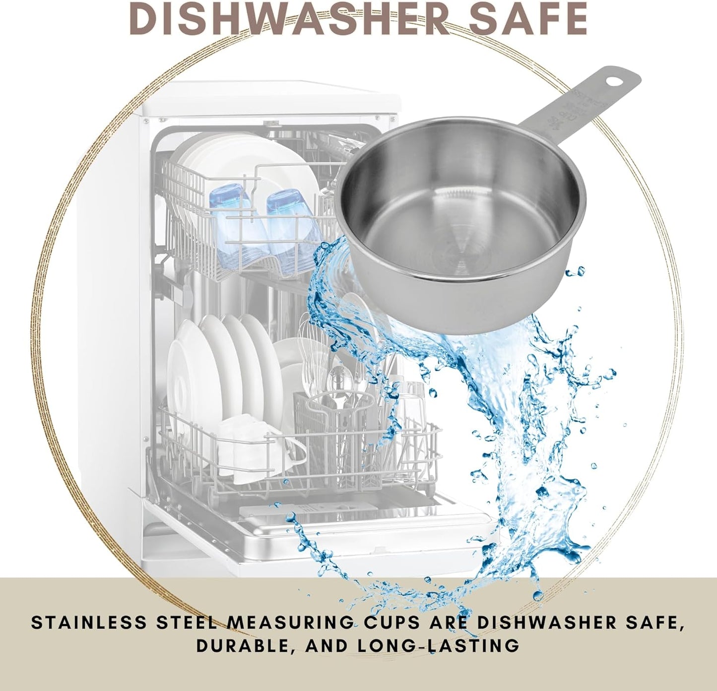 1/2 Cup Stainless Steel Measuring Cup | Sturdy Metal 125 ml | 125 cc | 4 oz | Single Cup for Wet and Dry Ingredients | Great for use as 1/2 Cup Dog Food Scoop - 12 PK