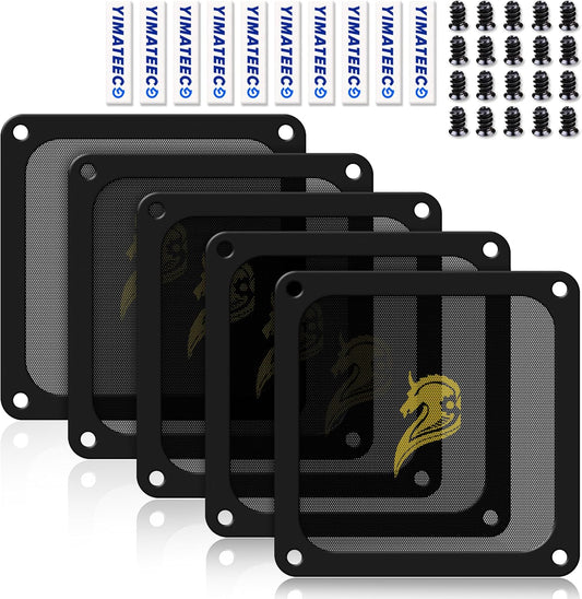 Dust Filter PC 140mm for Computer Cooler Fan/PSU/Routers Computer Fan Filter Grills PVC 50 Mesh, Magnetic Frame PC Cooler Filter Dustproof Mesh (PVC, 140 * 140mm, 5pcs, Black)