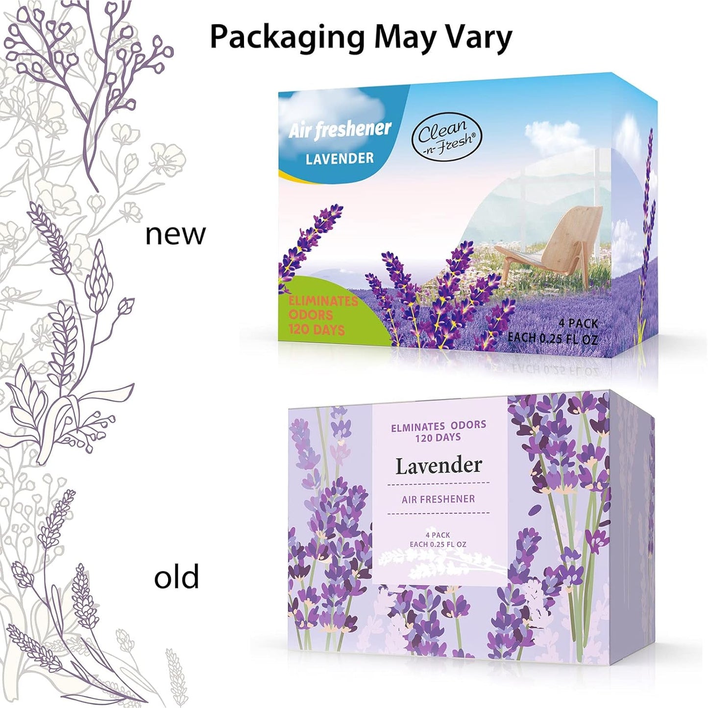 Air Freshener for Home, 4 Pack, Lavender, Odor Eliminator for Small Area Closets Bathroom Pets Strong Odor, Up to 120 Days