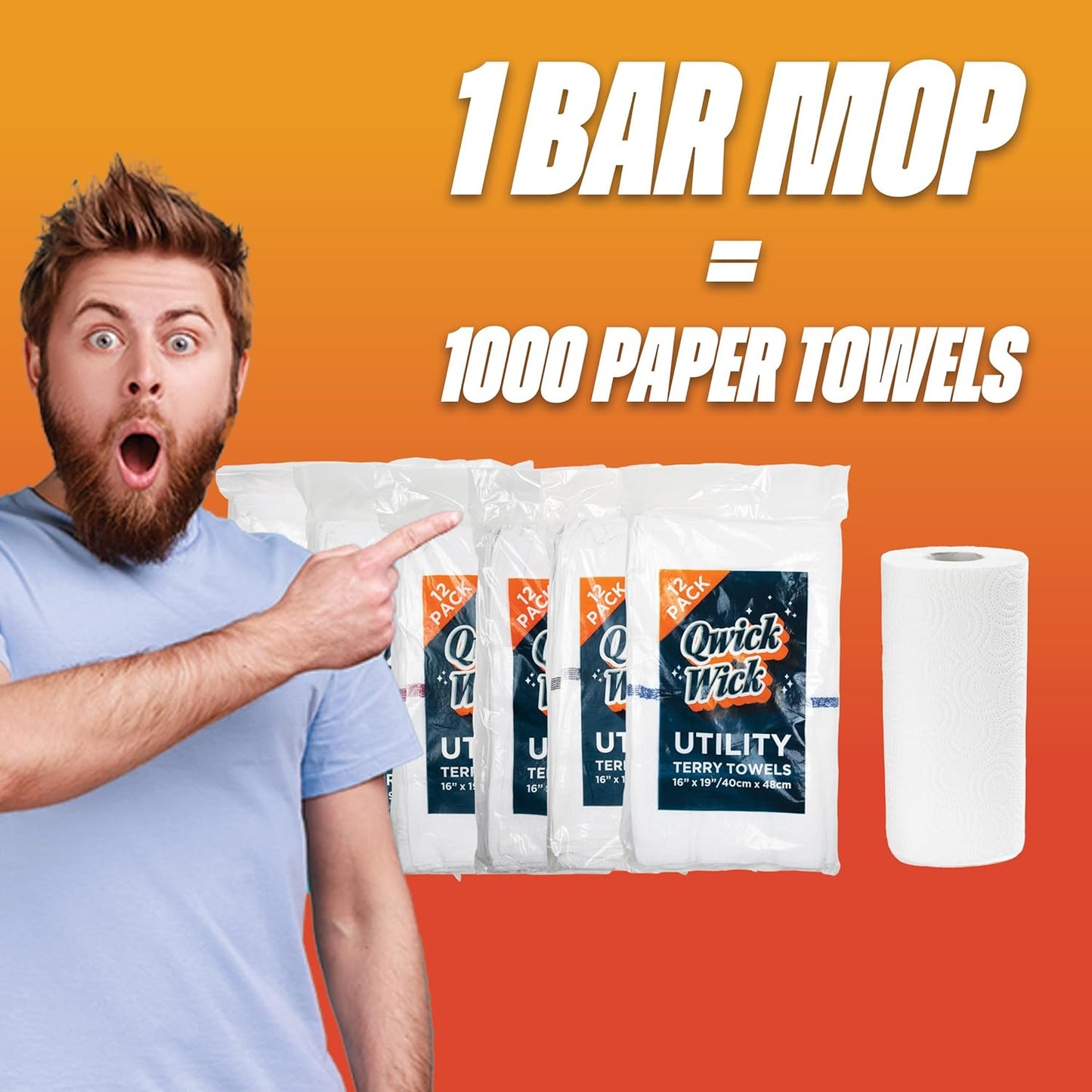 Arkwright Qwick Wick Bar Mop Towels Bulk - (Case of 60) 100% Cotton Quick Dry Dishcloths, Super Absorbent Multipurpose Cleaning Rags for Restaurants, Kitchen, Bathroom, Hotel, 16 x 19 in, Red Stripe