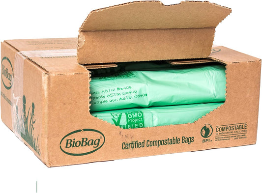 BioBag (USA) The Original Compostable Bag, 8 Gallon, 500 Count, 100% Certified Compostable Trash Bag Liners for Food Waste, Extra Strong and Durable