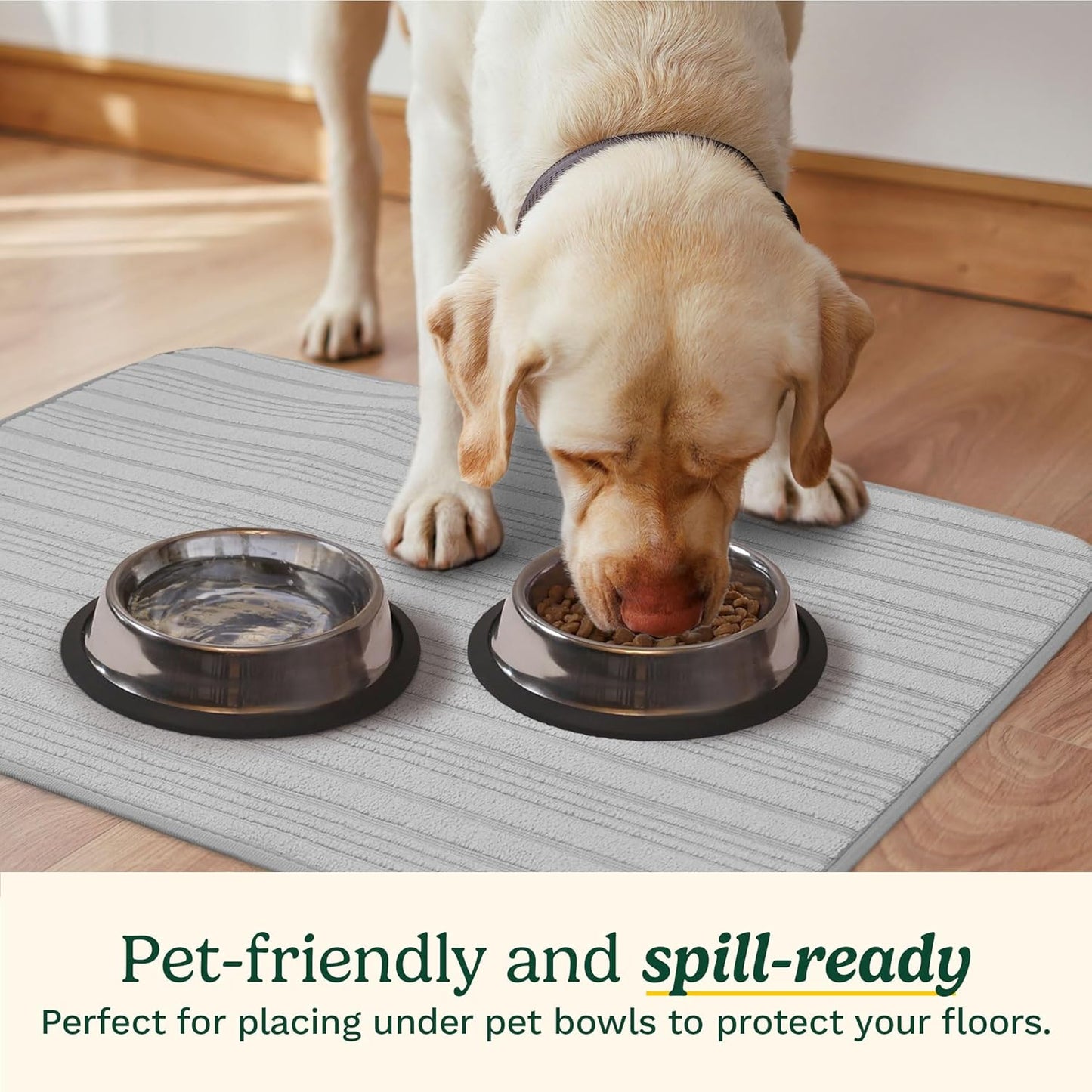 Cuisinart Dish Drying Mats for Kitchen Counter - (2) 18" x 24" Ultra Absorbent Dish Drying Mat XL - Foldable, Machine Washable, Fast Drying Dish Mat (Horizontal Stripes)