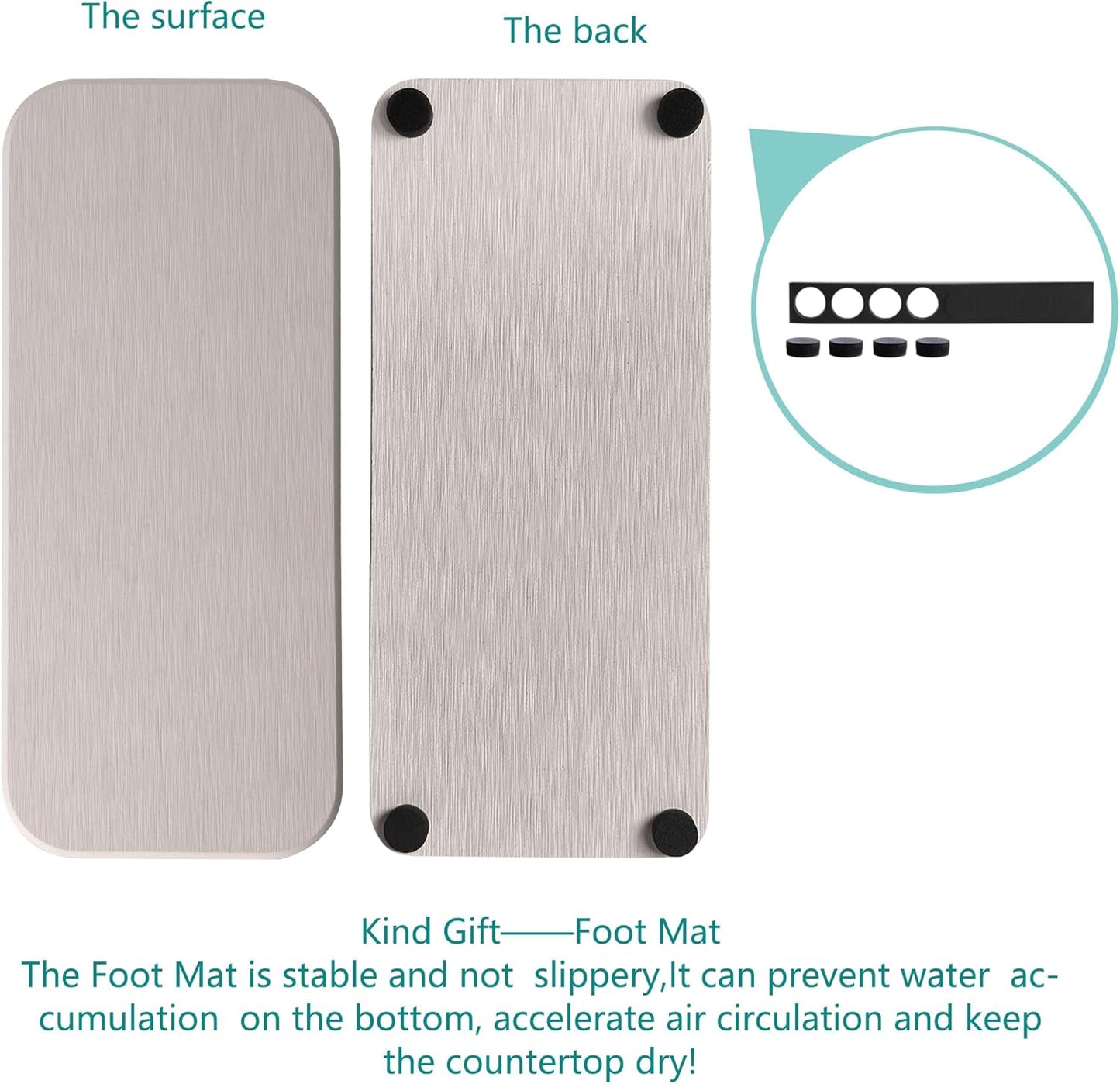 2 Pcs Water Absorbing Stone Trays, Kitchen/Bathroom Sink Soap Dish, Diatomite Tray Used for Hand Soap & Cosmetic Bottles in The Modern Home, 4" W x 9" L, White