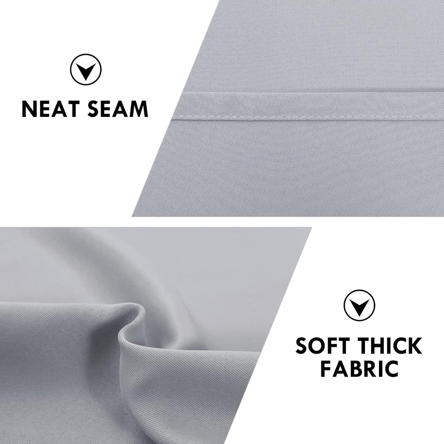 DWCN Silver Grey Short Blackout Curtains for Bedroom, Thermal Insulated Energy Saving Room Darkening Curtains for Living Room (W60 x L36 inch, Set of 2 Panels, Top of Rod Pocket)