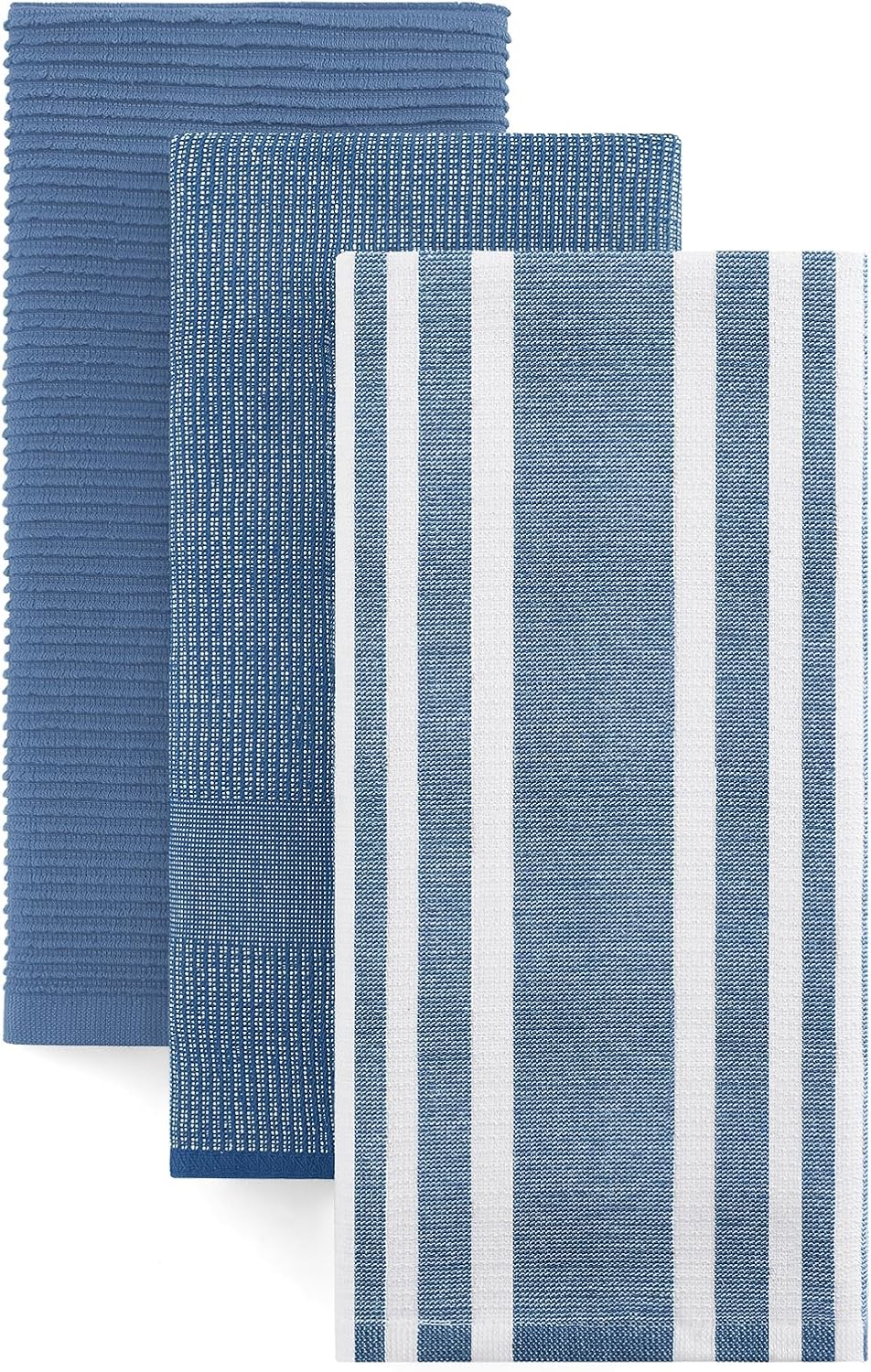 Homaxy Premium Kitchen Towels(18”x 28”, 3 Pack), Large Cotton 380 GSM Kitchen Hand Towels, Soft and Absorbent Terry Dish Towels, Multipurpose Tea Towel Set with Hanging Loop, Navy Blue