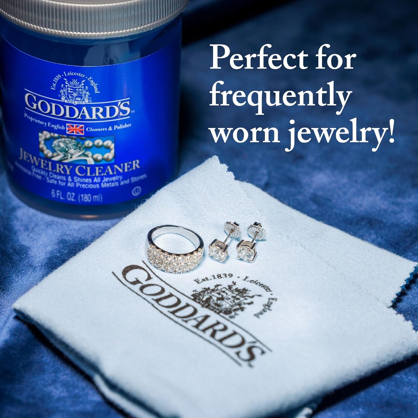 Goddard's Silver Polishing Cloth for Jewelry, Remove Tarnish on Plated or Sterling Silver, Gold, Antiques, and Leaves Tarnish Protection, 6 Cloths