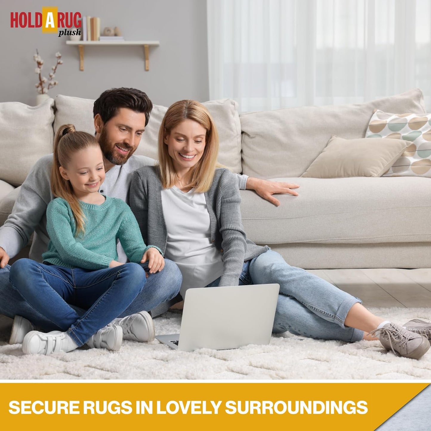 Hold-a-Rug Plush 3' Round Nonskid, Nonslip Rug Pad, Reversible Gripper, ¼ Thick, Safe for All Floors and Carpet, Keep Area Rugs Secure