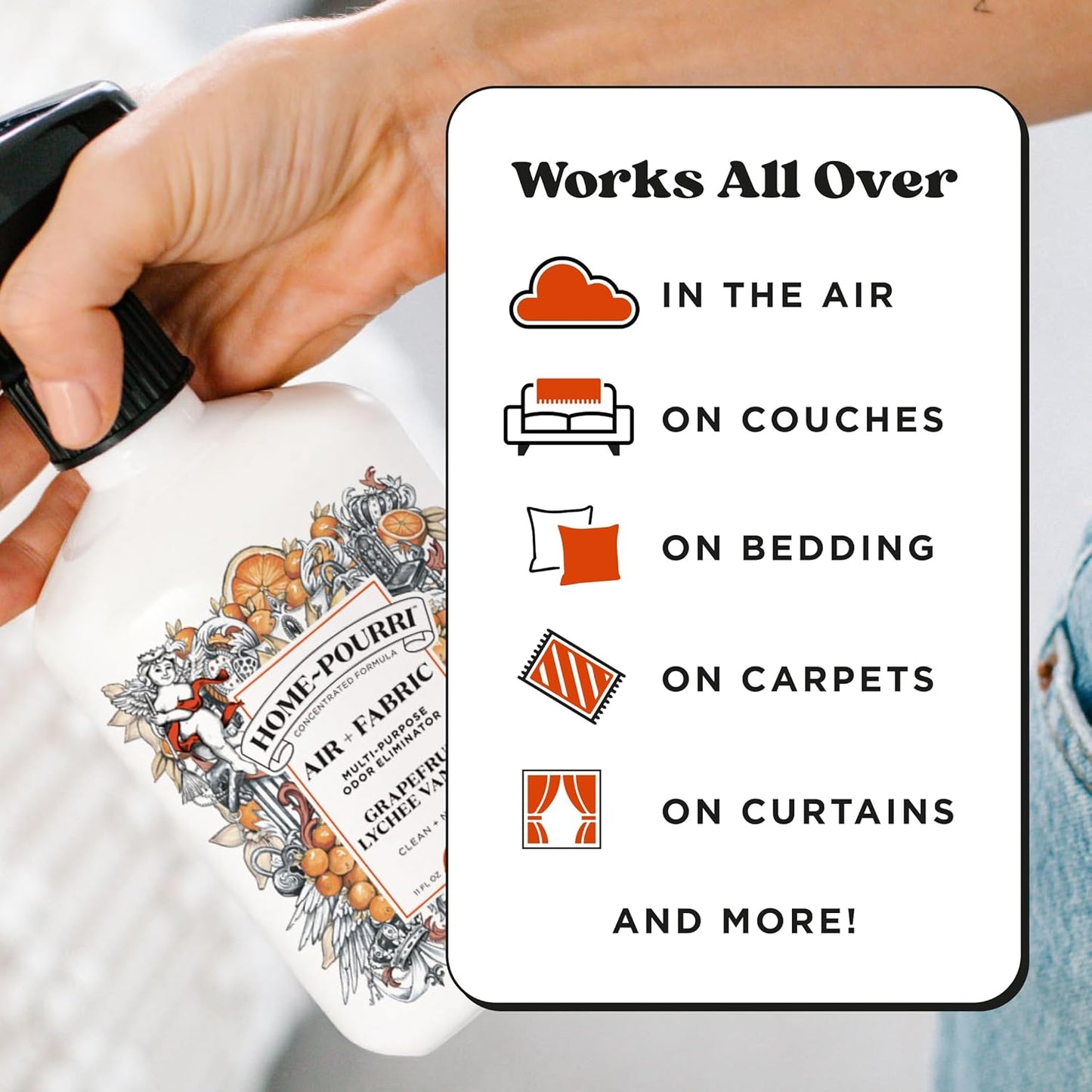Home-Pourri Air + Fabric Multi-Purpose Odor Freshener Spray, Grapefruit Lychee Vanilla, 11 Fl Oz - Vanilla and Grapfruit Lychee