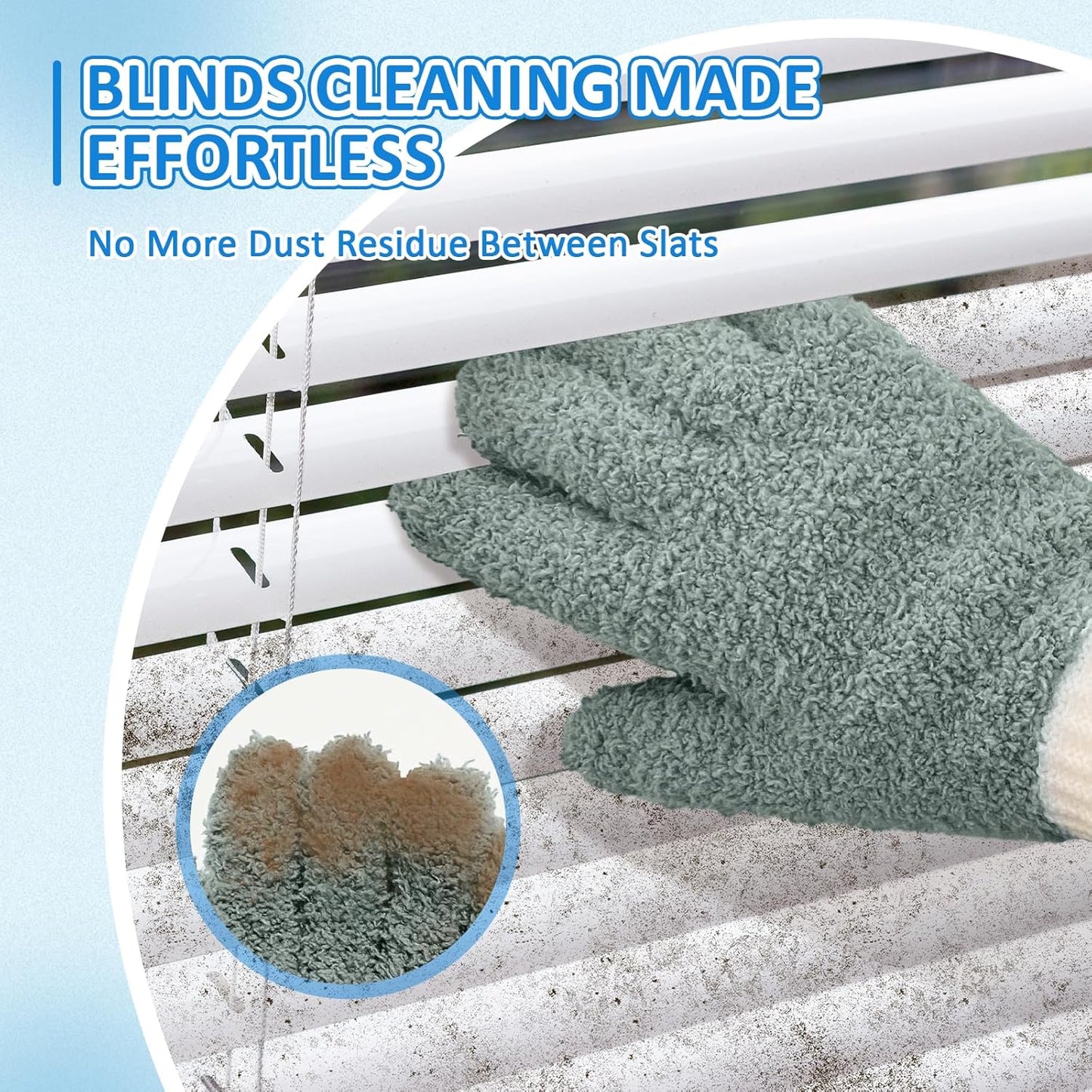 MIG4U Microfiber Dusting Gloves House Reusable Cleaning Glove for Blinds, Windows, Shutters, Furniture, and Car, Gray 2 Pairs S/M