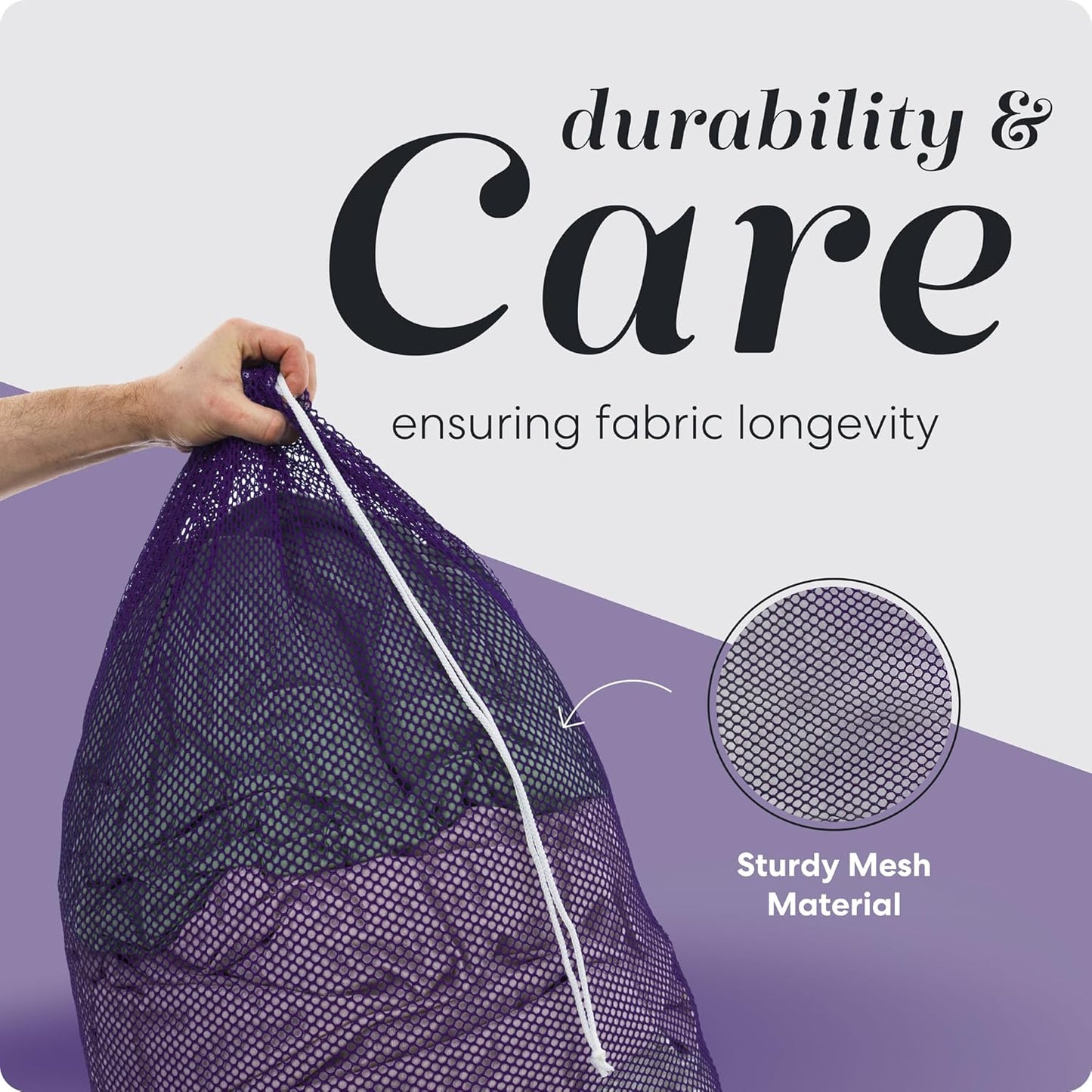 Handy Laundry Mesh XL Laundry Bag - Durable, Machine Washable with Secure Drawstring Closure - Perfect for College Dorms, Laundromats, Apartments (Purple, Large 24" x 36")