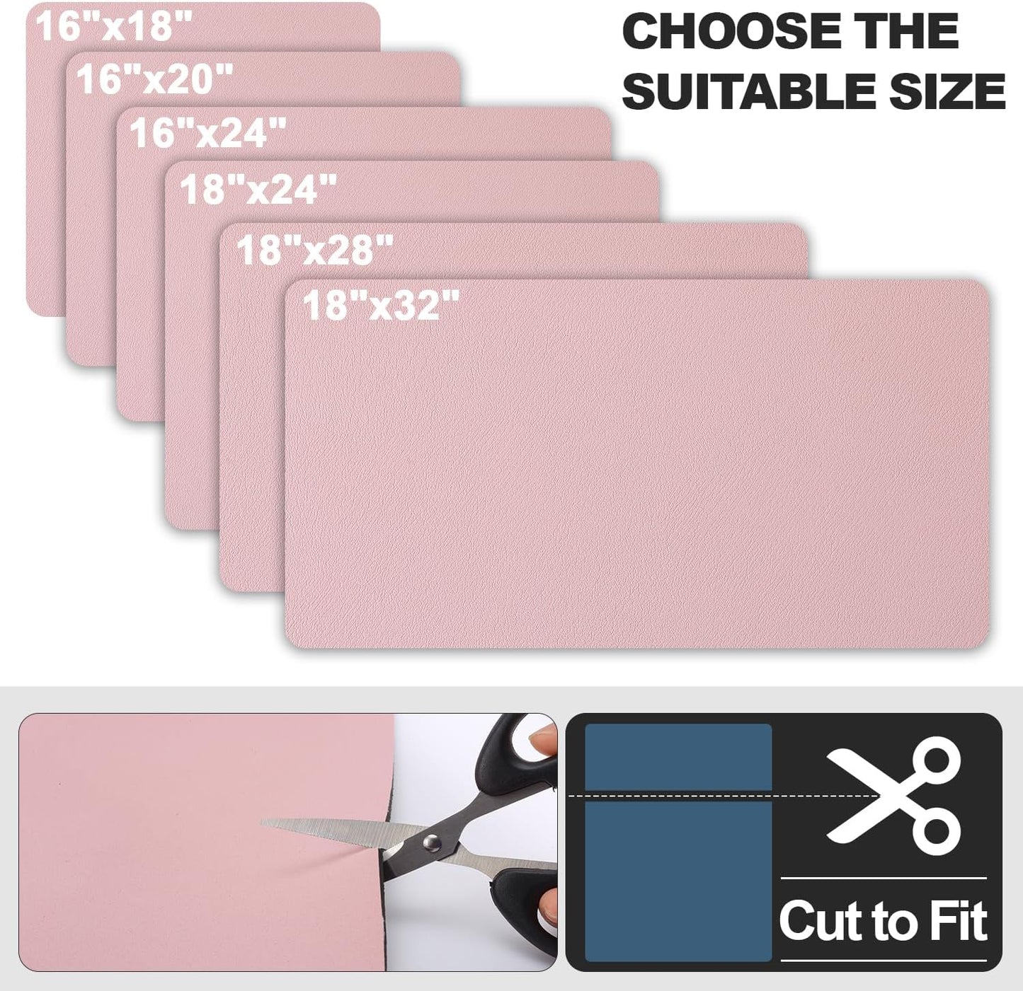 Dish Drying Mat for Kitchen Counter | Coffee Bar Mat for Countertops | Heat Resistant Drainer Mat with Non-slip Rubber Backed | Hide Stain Kitchen Absorbent Draining Mat | Pink 16"x24"