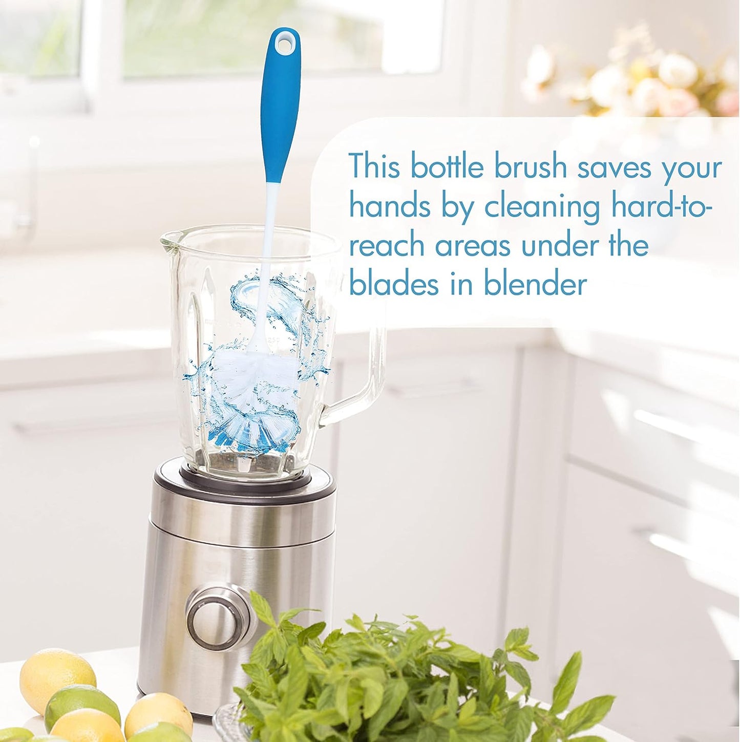 PHYEX 2 Pack Long Handle Bottle Scrubbing Brushes, Water Bottle Cleaner for Washing Glasswares, Wine Decanter, Hydro Flask Tumbler, Sinks, Food Jars