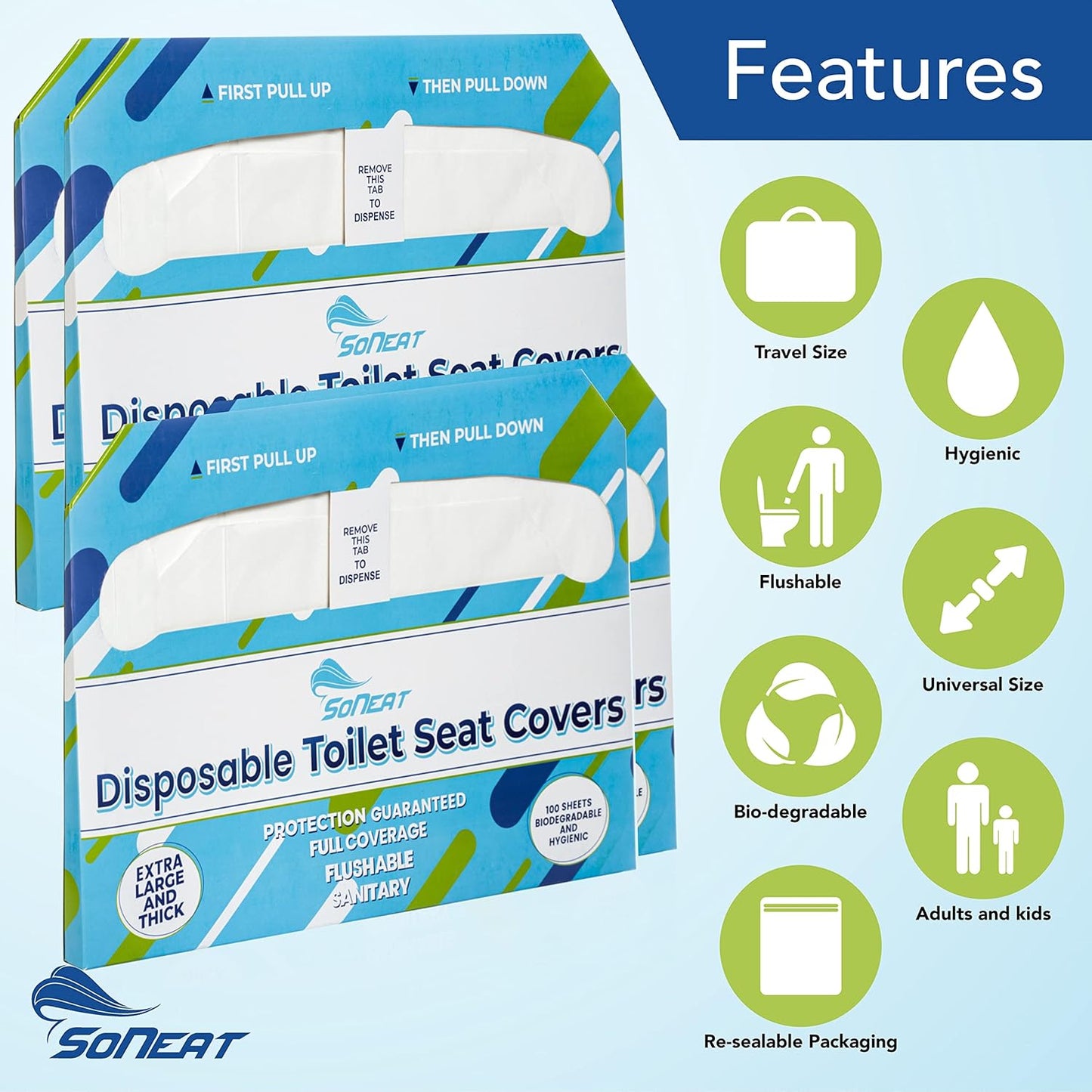 Disposable Toilet Seat Covers XL Half Fold Flushable – 400 Sheets (4 Pack) for Public Facilities, Office, School, Hotel & Business Use – Premium toilet seat cover For Commercial Wall Dispenser