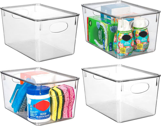 ClearSpace Plastic Storage Bins With lids, 4 Pack – Perfect Pantry Organization and Storage – Fridge Organizer, Pantry Storage Containers and Storage Bins, Cabinet Organizers