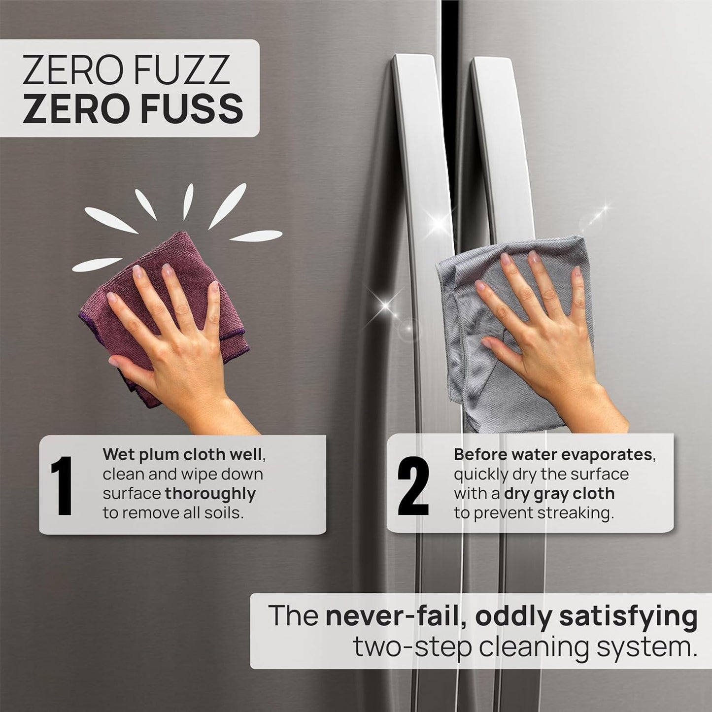 Claro Stainless Steel Cleaner Cloth 8-Pack – Microfiber Cleaning Cloths for Appliances, Sinks & Fridge | Lint-Free Streak-Free Stainless Reusable Alternative to Chemical Cleaners