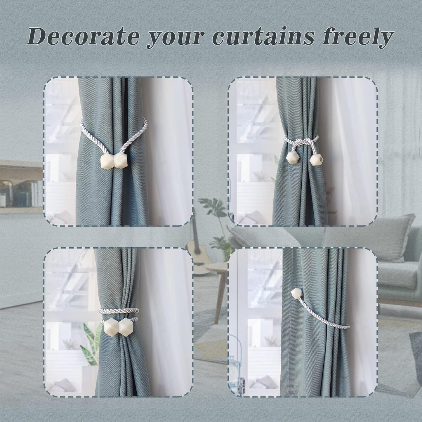 Hion Magnetic Curtain Tiebacks Golden 6 Pack, Curtain Tiebacks Buckles Holdbacks Holders Hooks Clip for Home Bedroom Office Decorative Thick or Thin Curtain