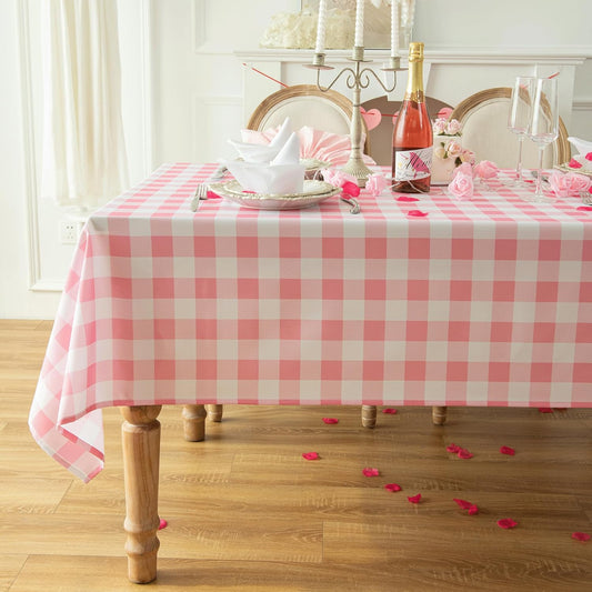Waterproof Plaid Tablecloth Fabric - Square 58x58 Inch Classic Gingham Checker Table Cloth for Indoor/Outdoor Use - Buffalo Table Cover for Picnics, BBQs, and Parties