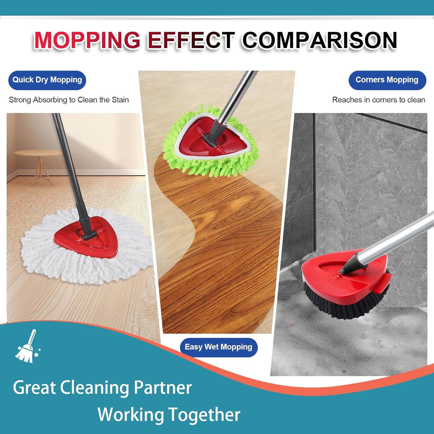 3 Pack Mop Replacment Heads for O-Ceda Mop Replace Head Spin Mop Heads Replacements, Microfiber Spin Mop Refills for Bath/Living Room Cleaning