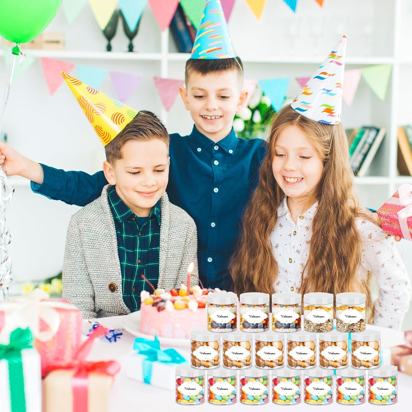 8 OZ Plastic Jars, 48 Pcs Clear Plastic Jars with Lids Stackable Leakproof Storage Containers Jar Clear Empty Slime Containers with White Lids for Kitchen and Household Food Storage