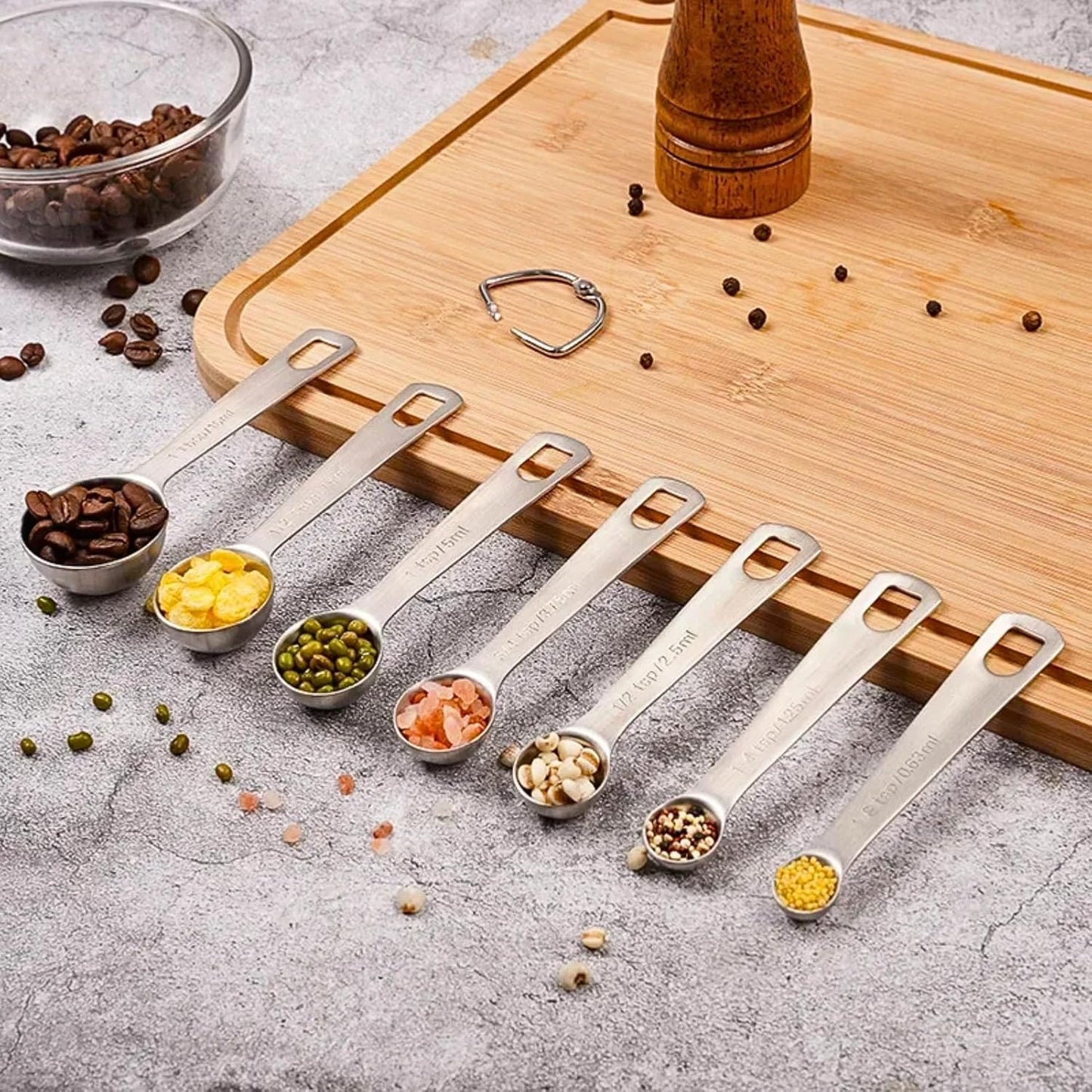 9PCS Measuring Spoons Set Stainless 1 tbsp, 1/2 tbsp, and 1-1/16tsp Steel Measuring Spoons for Cooking Baking Spice Jars and Liquid Ingredients