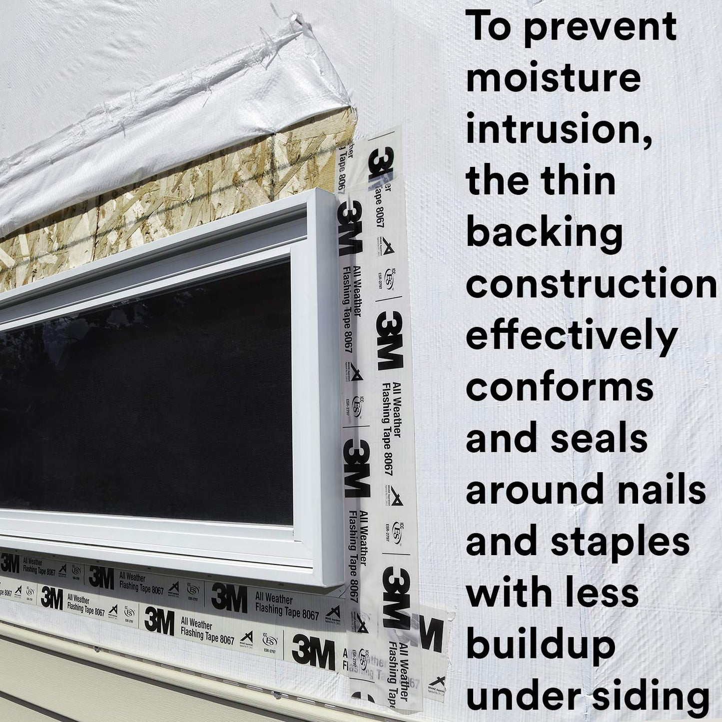 3M All Weather Flashing Tape 8067-3" x 75ft, Waterproof Seals for Doors, Windows in Wood Frame Construction (Pack of 12)