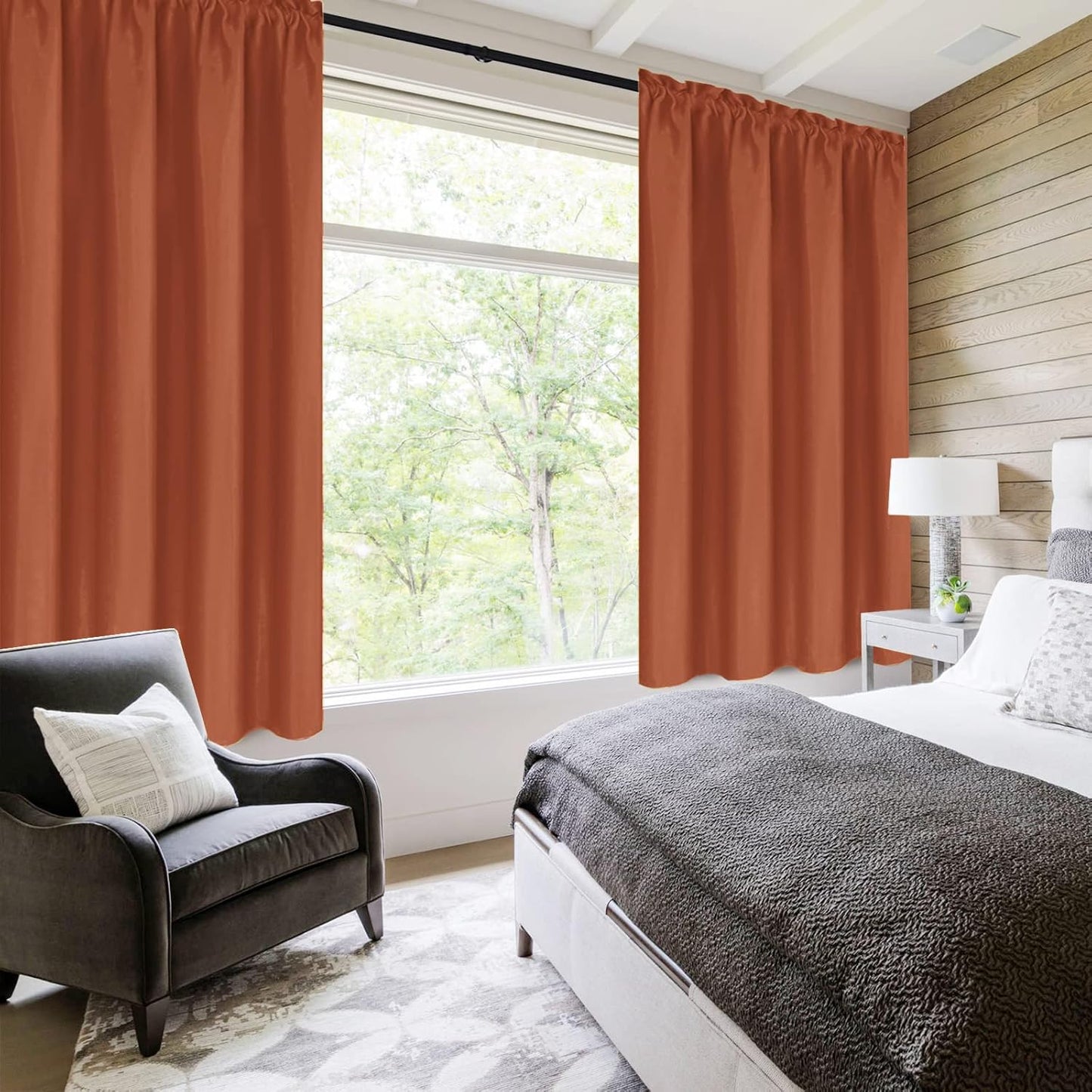 DWCN Blackout Curtains Thermal Insulated, Energy Saving & Noise Reducing Bedroom and Living Room Curtains, Burnt Ochre, W 38x L 54 Inch, Set of 2 Rod Pocket Curtain Panels