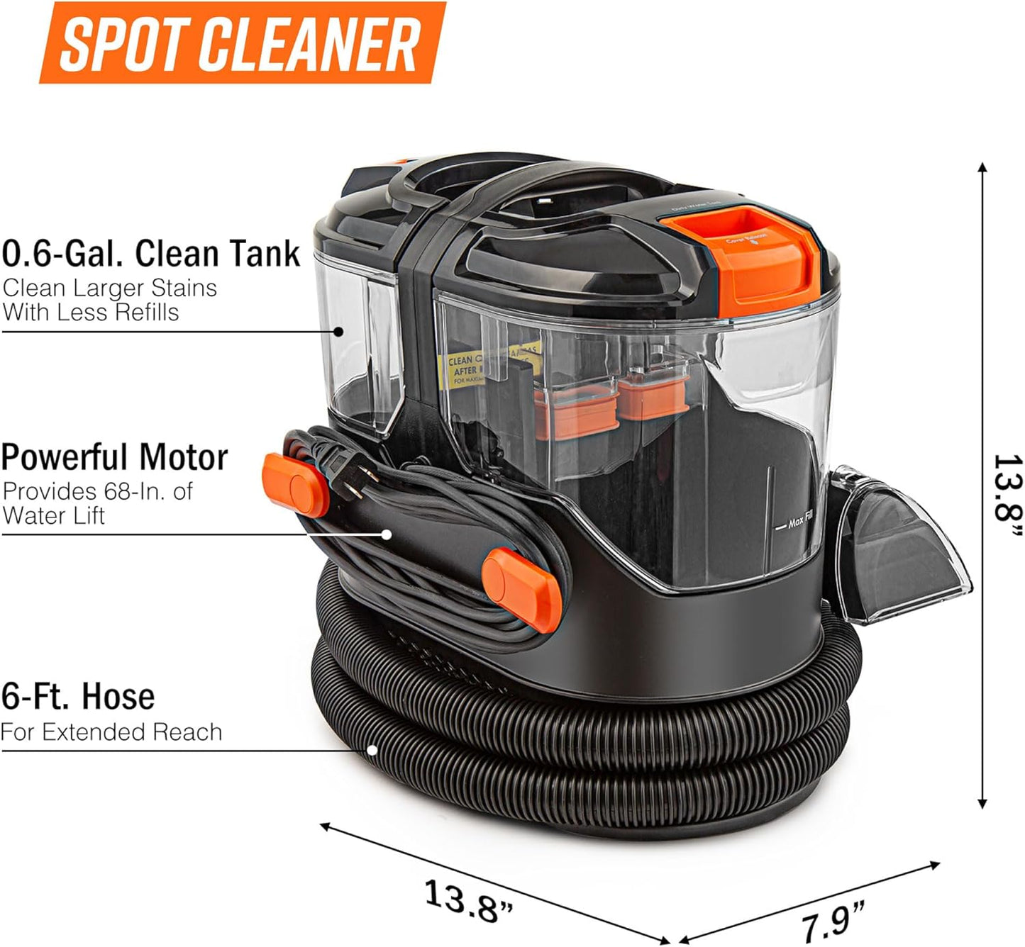 Armor All SCA702 901 7 Amp Portable Spot Cleaner for Car Cleaning, Carpet and Upholstery Stain Removal