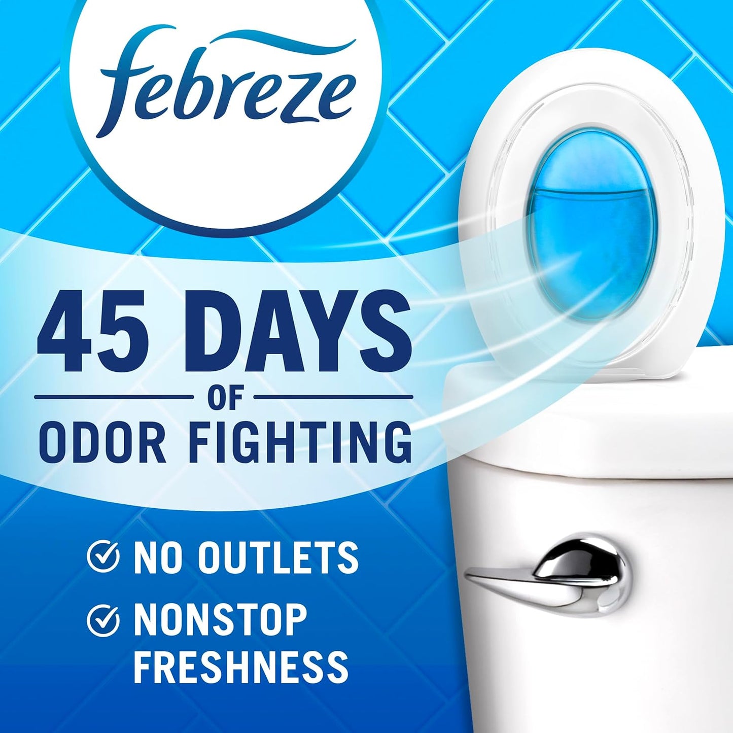 Febreze Bathroom Air Freshener, Odor-Fighting, Plug In Alternative, Air Fresheners for Home and Bathroom and Kitchen, Closet Air Fresheners, Ocean Scent, 4 Count - (Packaging May Vary)