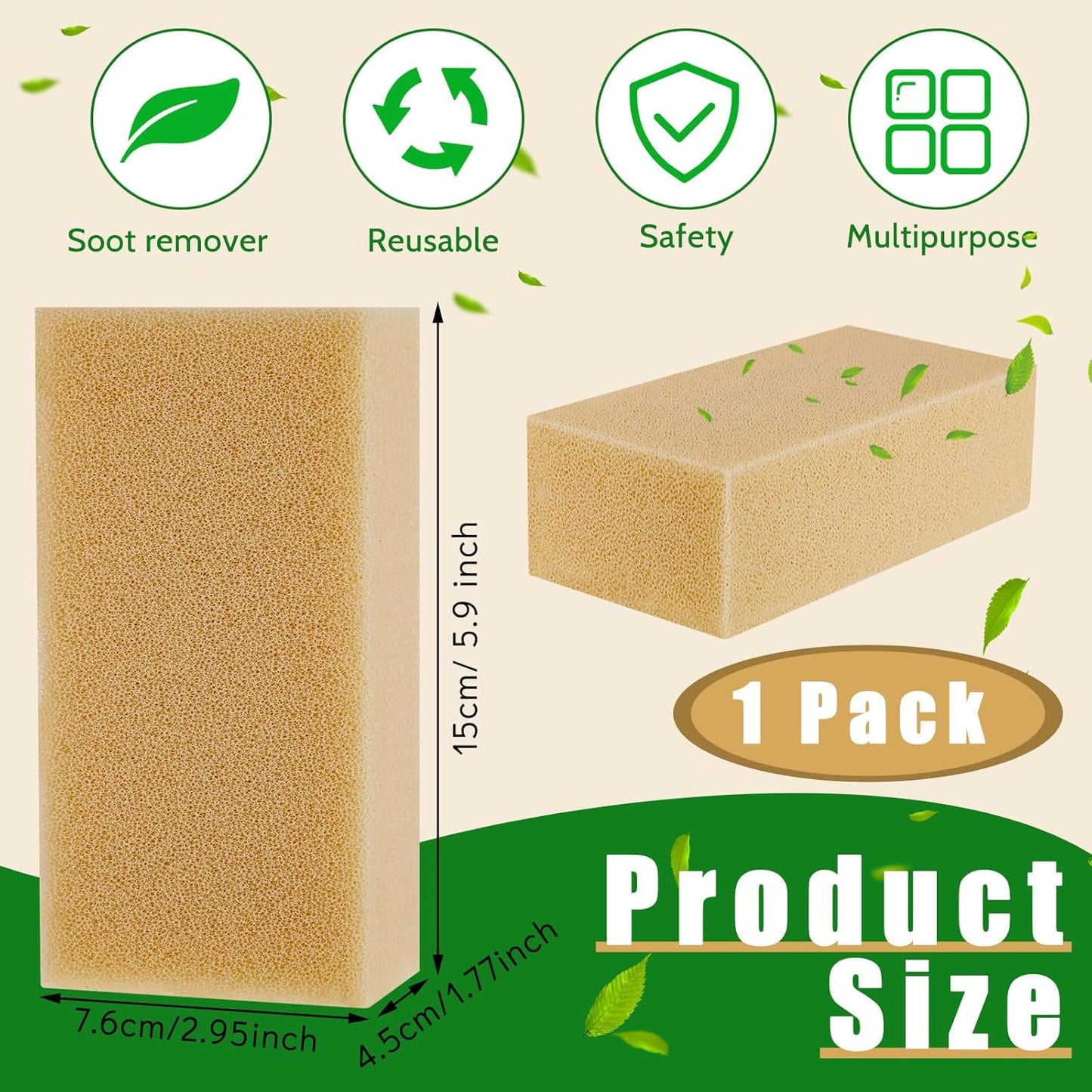 Tessco for you 1 Pcs Reusable Soot Eraser Sponge for Dry Cleaning - Effective Soot Remover for Pet Hair, Dust, and Dirt on Painted Walls, Books, and Car Interiors