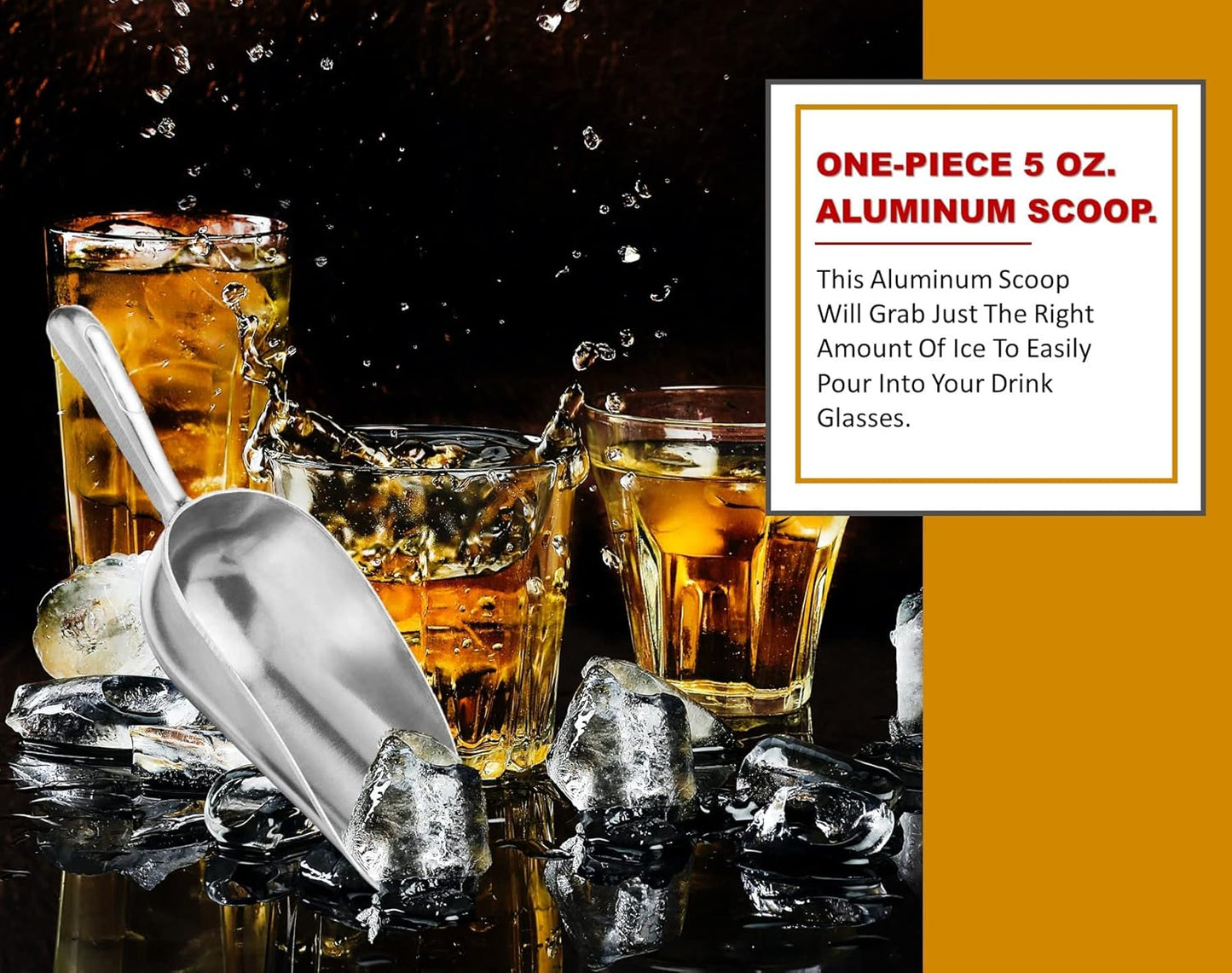 Cast Aluminum Utility Scoop, 5-Ounce - Round Bottom, Small ice scoop For Multi-Purpose Use, With Finger Groove Handle (Hand Wash Only) 5 oz.