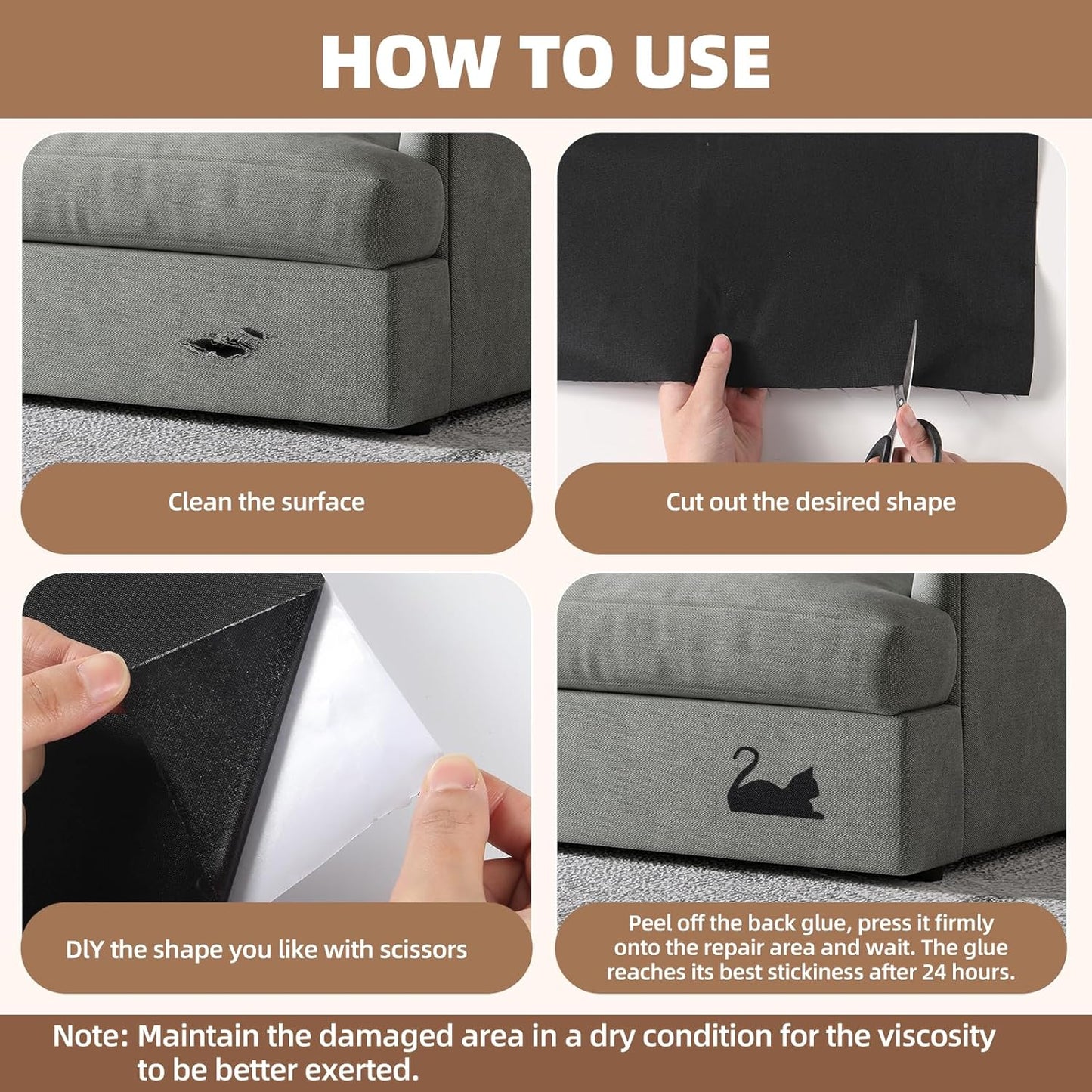 Fabric Repair Patch, 17X79 Inch Fabric Large Repair Tape, Self-Adhesive Patches for Furniture, Sofa, Car Interior, Shoes, Hand Bag, Clothing (Blue Grey, 17X79 Inch)