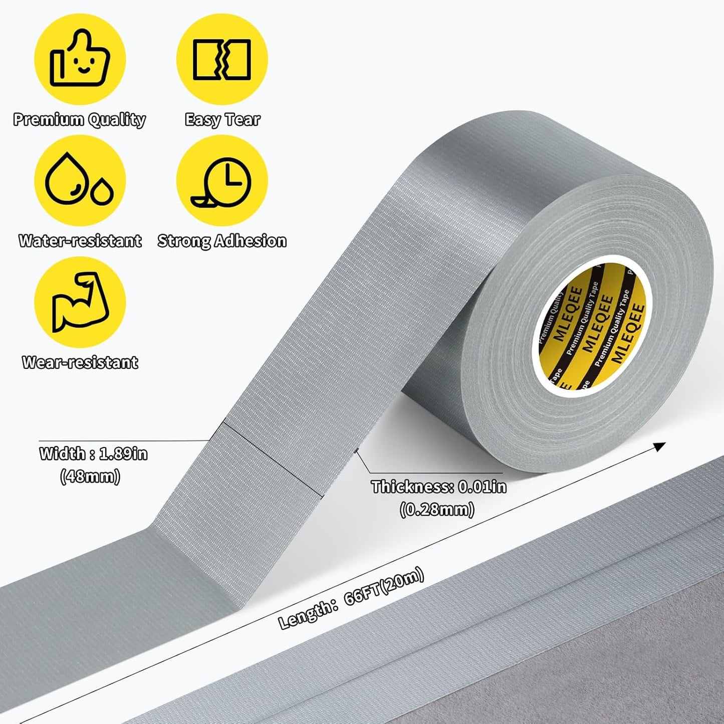 Cloth Duct Window Seal Strip Tape for Winter, 1.89in x 66FT, Weather Stripping Sealing Insulation Tape for Windows and Door, Easy Tear Sealer Draft Blocker Silver