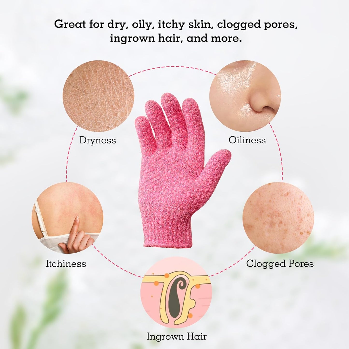 Evridwear Exfoliating Gloves for Shower, 100% Nylon Thick Soft Medium Heavy Bathing Gloves Dead Skin Remover Body Scrubber Smooth Skin with Hang Loop, 2 Pairs Heavy Hot Pink