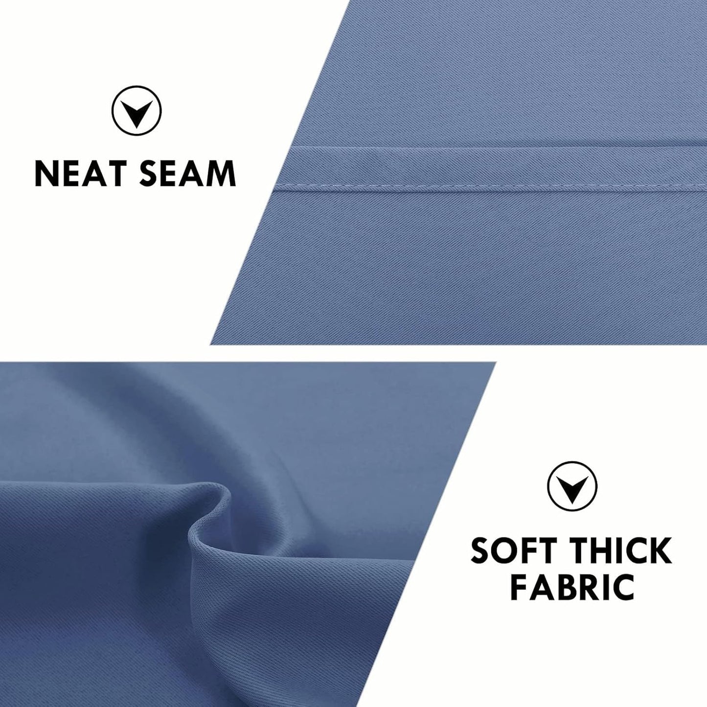 DWCN Blackout Curtains for Living Room Thermal Insulated, Energy Saving & Noise Reducing Bedroom Curtains, Dusty Blue, W 70x L 63 Inch, Set of 2 Rod Pocket Curtain Panels