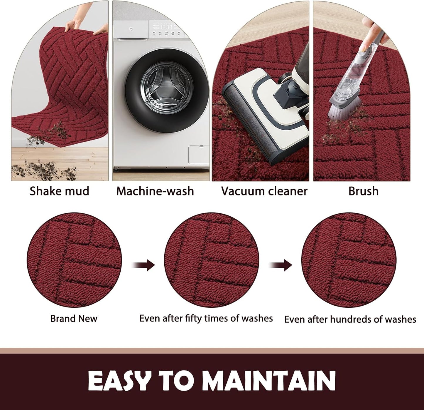 Door Mat Indoor Doormat, Entryway Rug Door Mats Non-Slip Rubber Backing, Heavy Duty Low-Profile Entrance Rugs, Absorbent Resist Dirt Doormats Floor Door mat for Entryway,Red 32"x48"