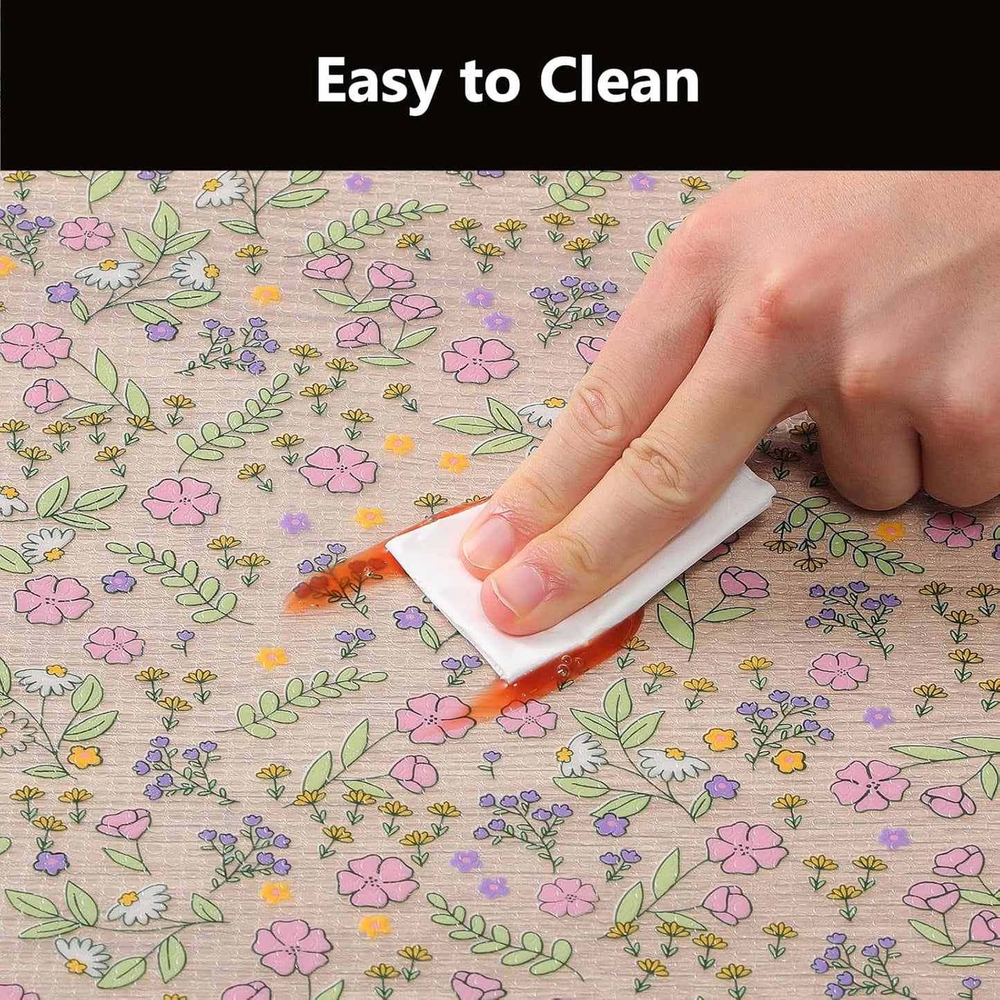 INNOLITES Non-Slip Shelf Liner – Cabinet & Drawer Liner Non-Adhesive – Waterproof Oil-Proof – Durable EVA with Floral for Kitchen Cabinets Refrigerator – BPA-Free, Easy to Cut 17.7" x 197"